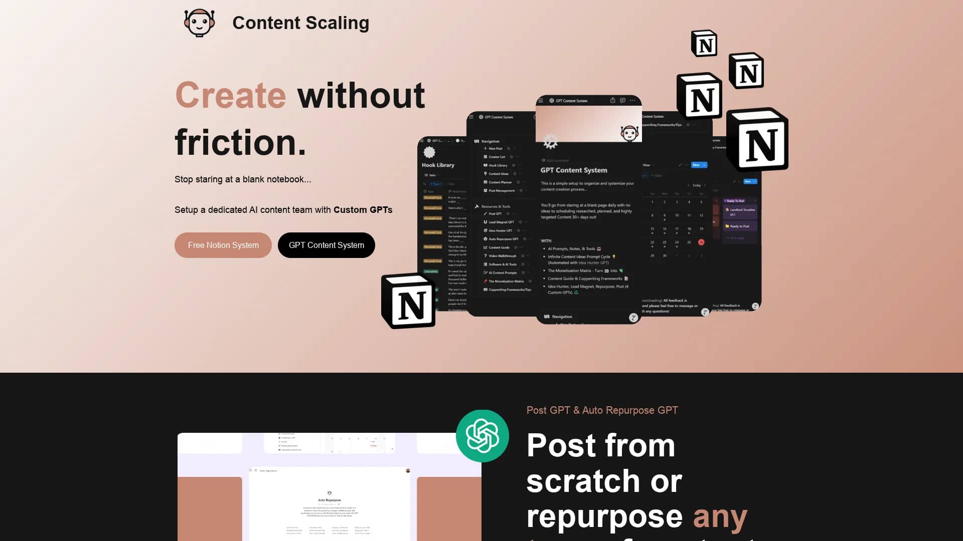 content-scalling homepage
