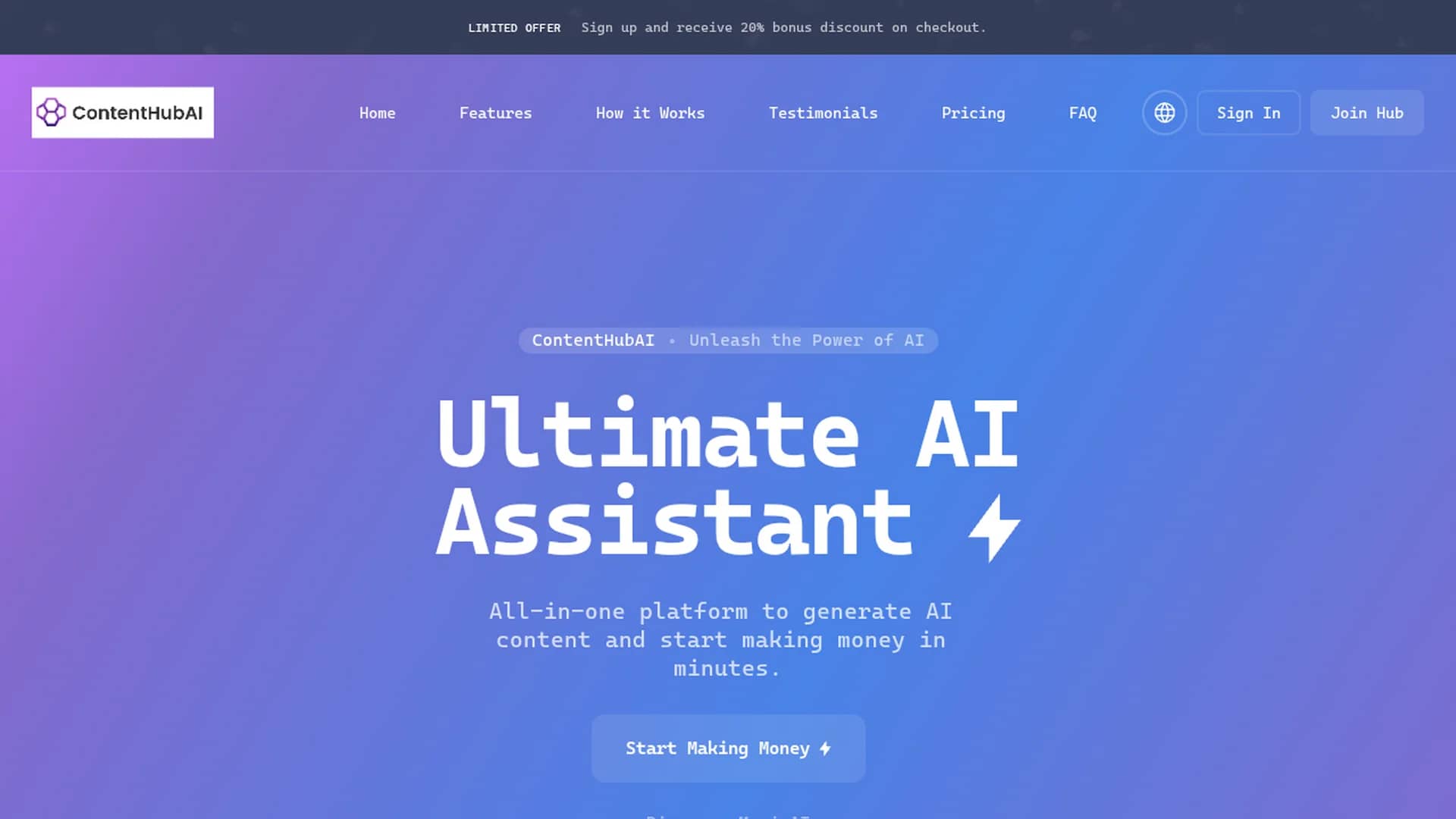 contenthubai-com homepage