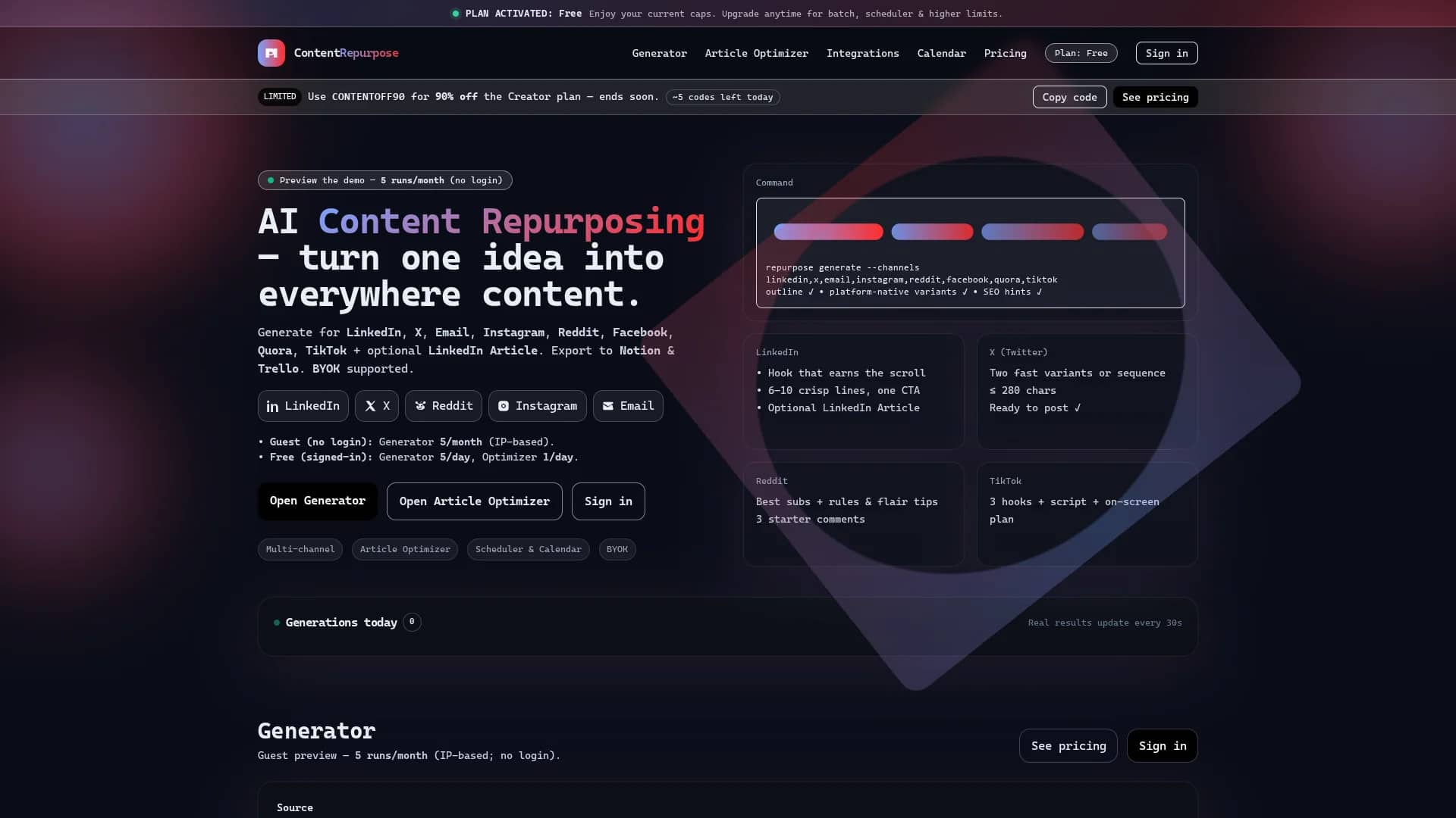 contentrepurpose-pro homepage