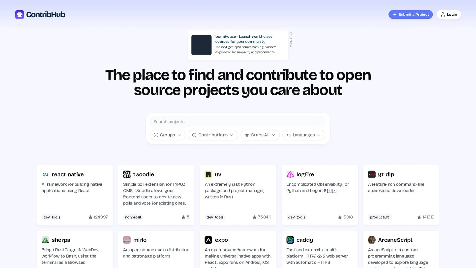 contribhub homepage