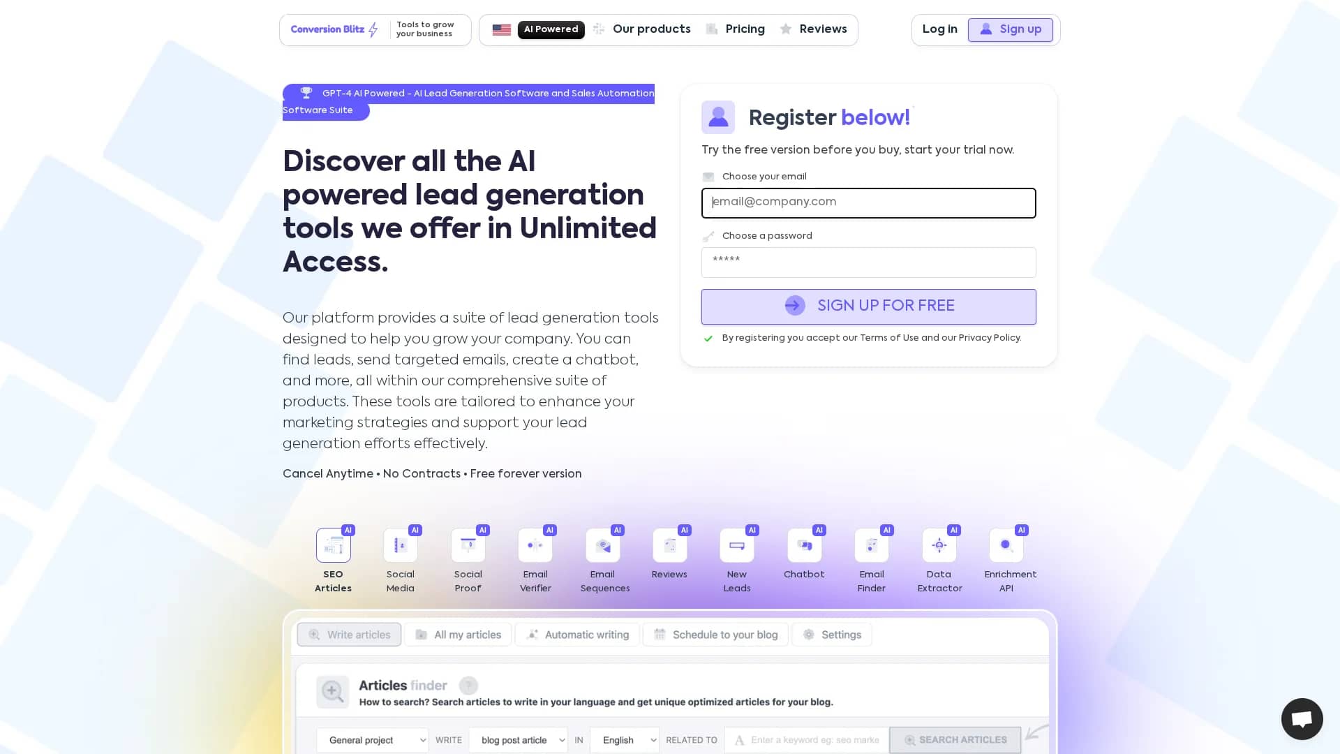 conversion-blitz homepage