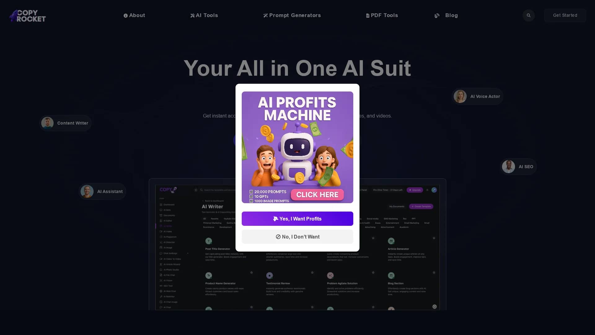 copyrocket-ai-assistant homepage