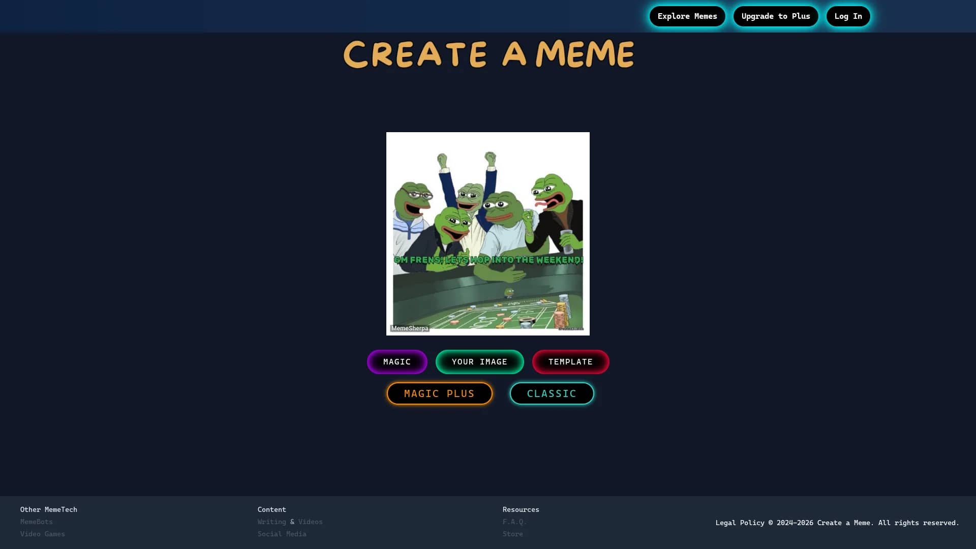 create-a-meme homepage