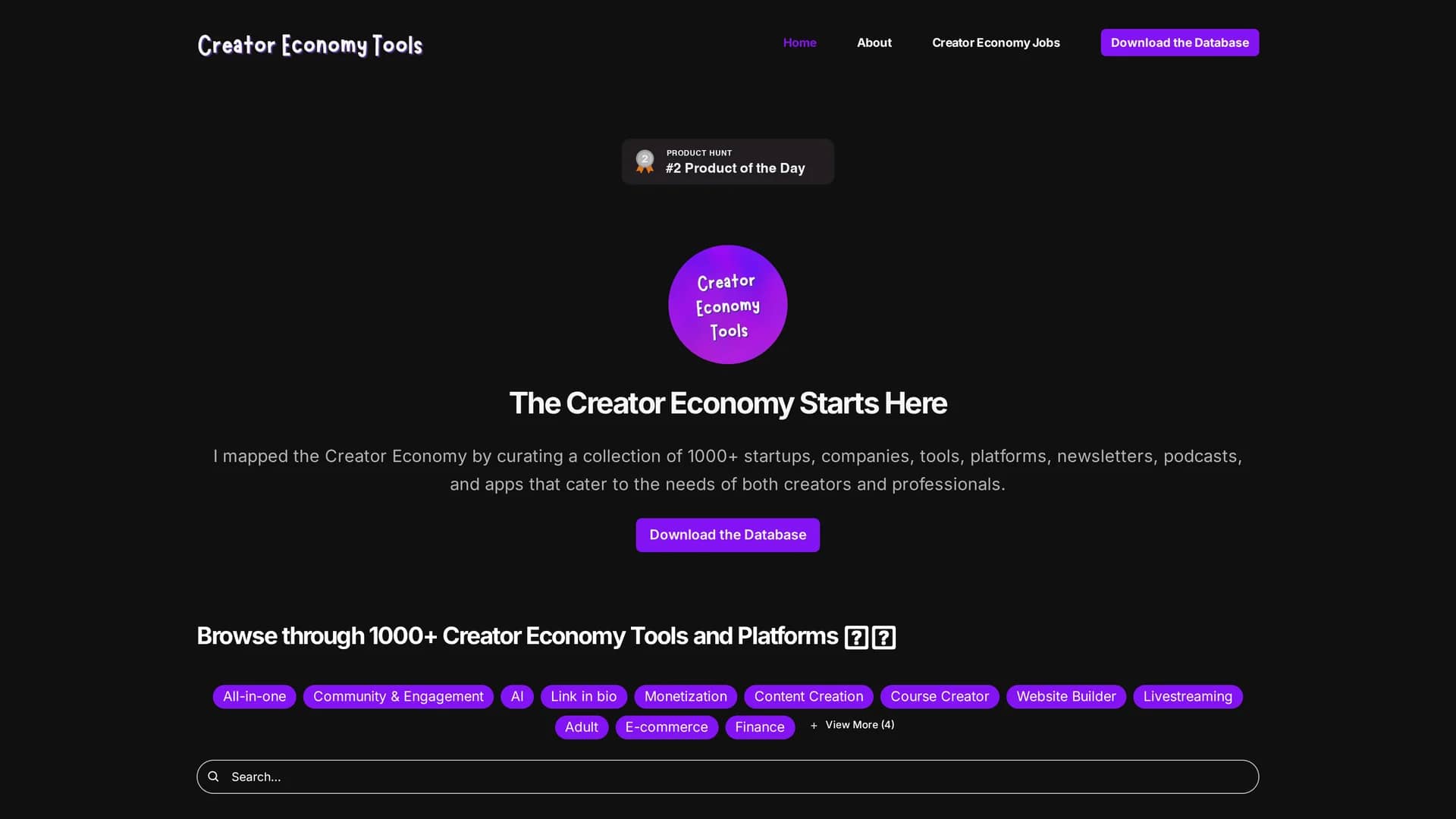creator-economy-tools homepage