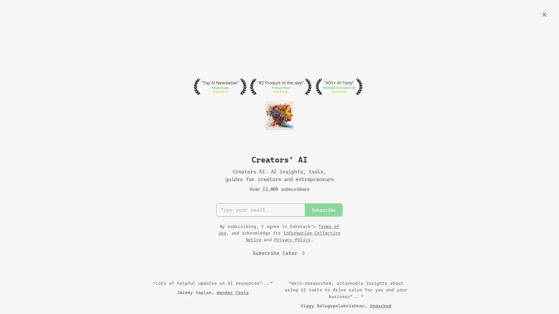 creators-ai homepage