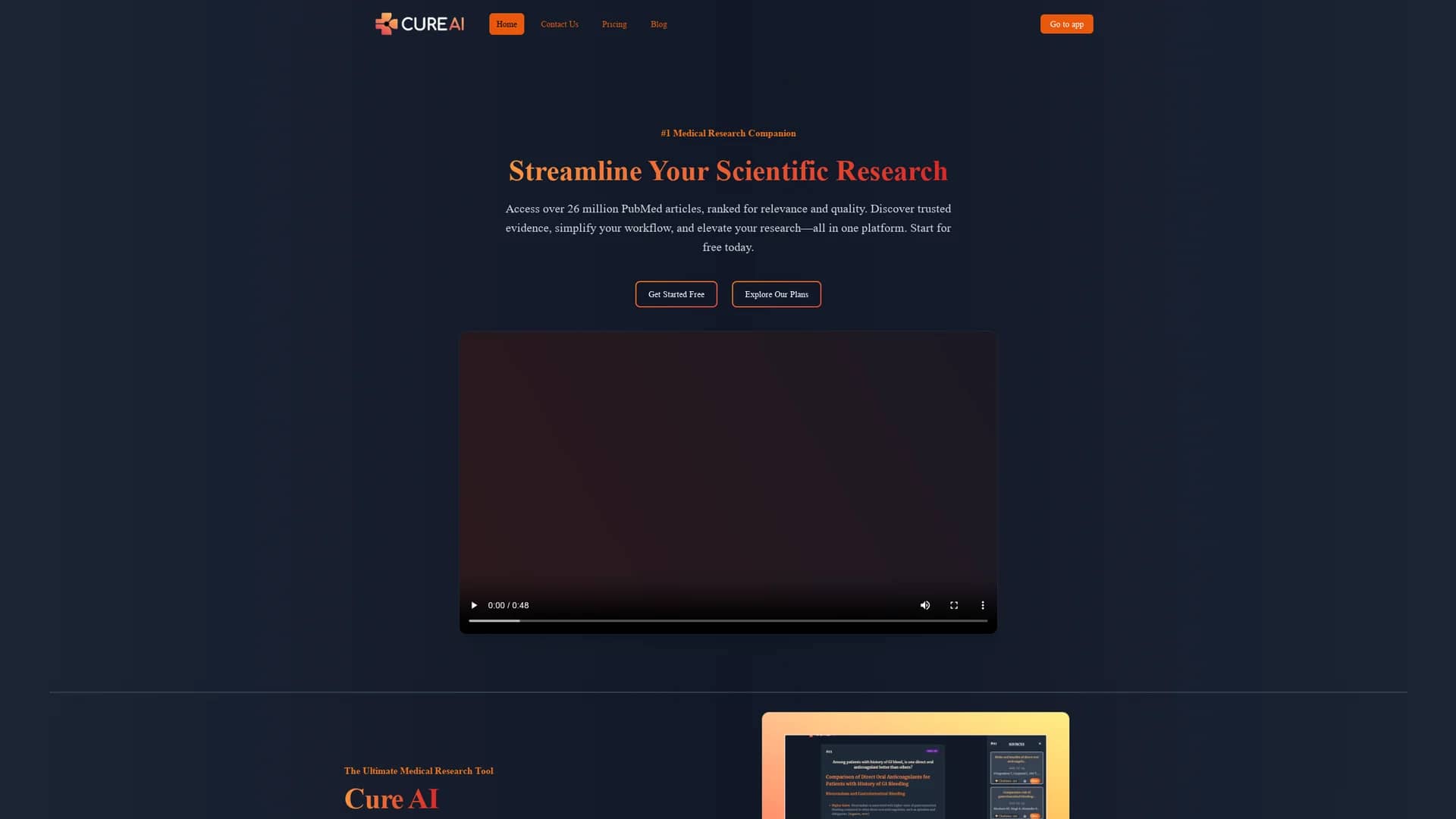 cure-ai homepage