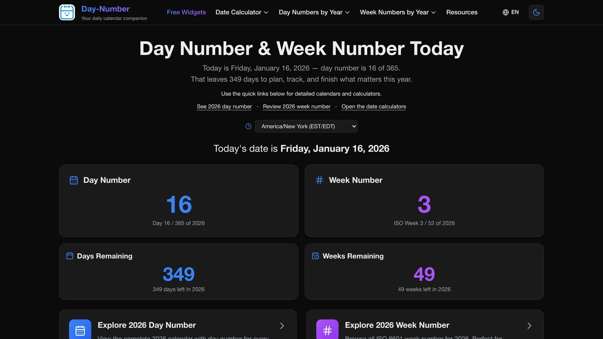 day-number homepage