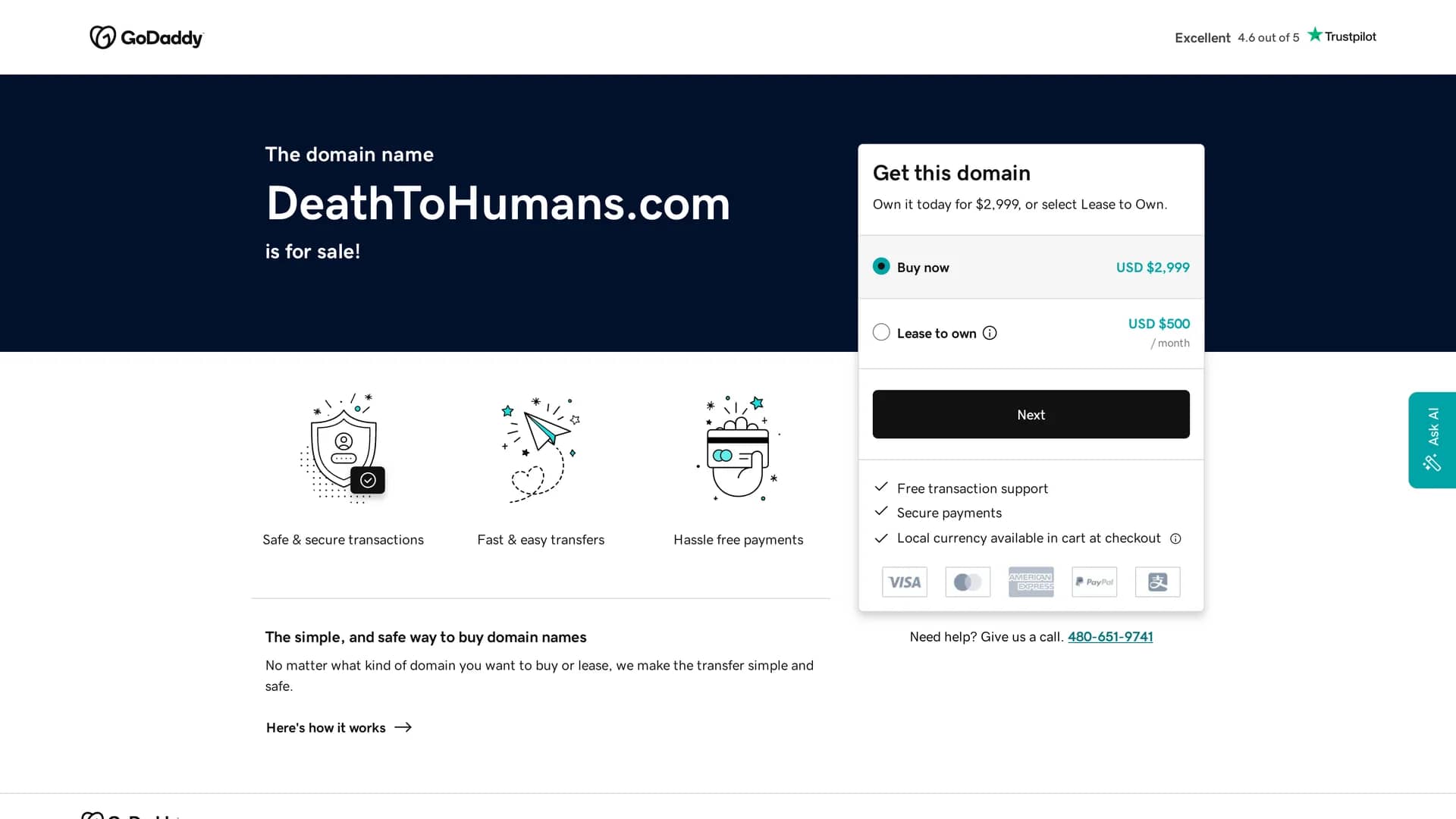 death-to-humans homepage