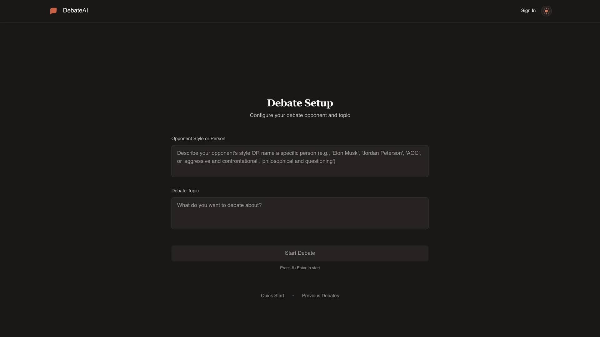 debateai homepage