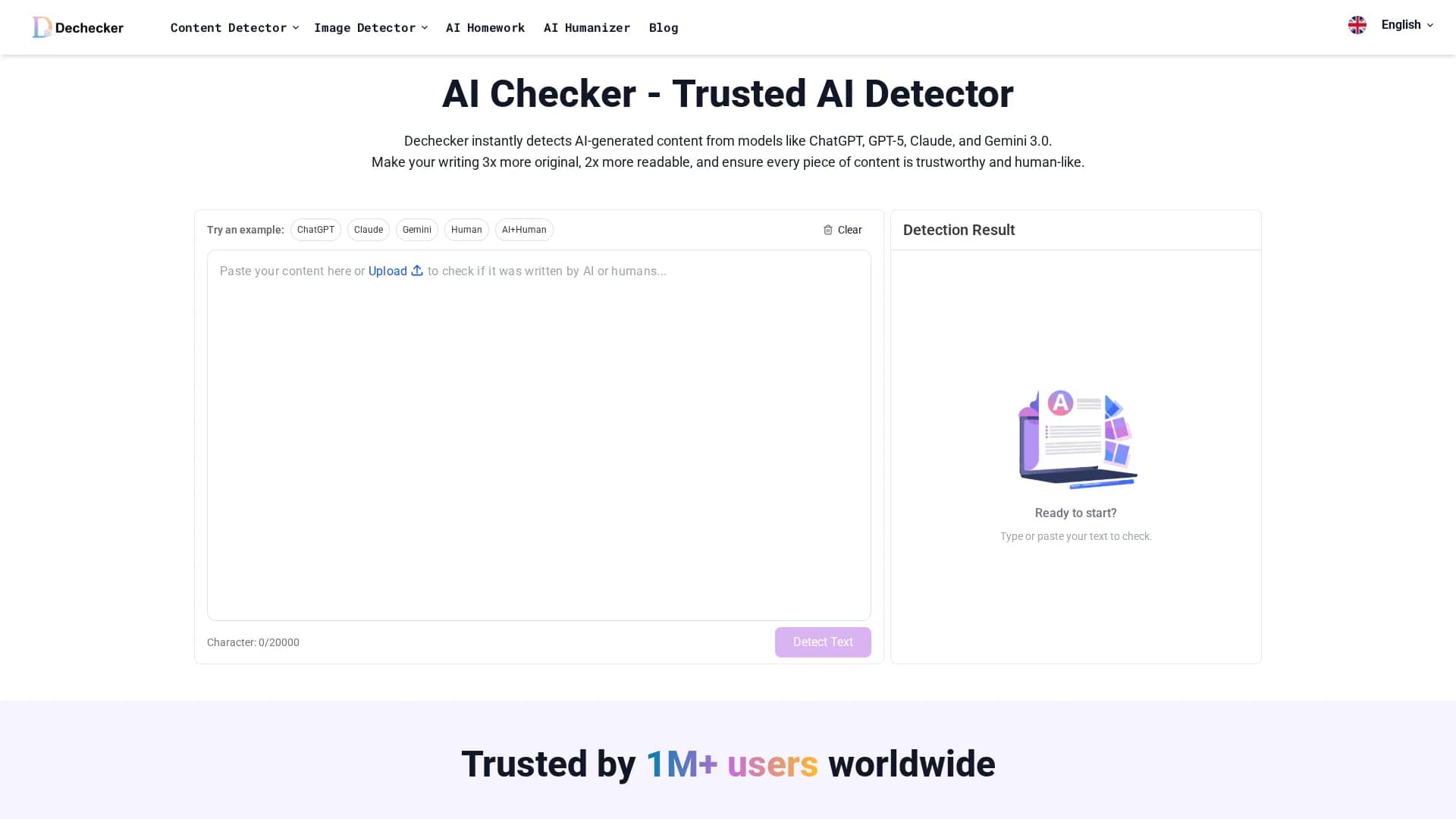 dechecker-ai homepage