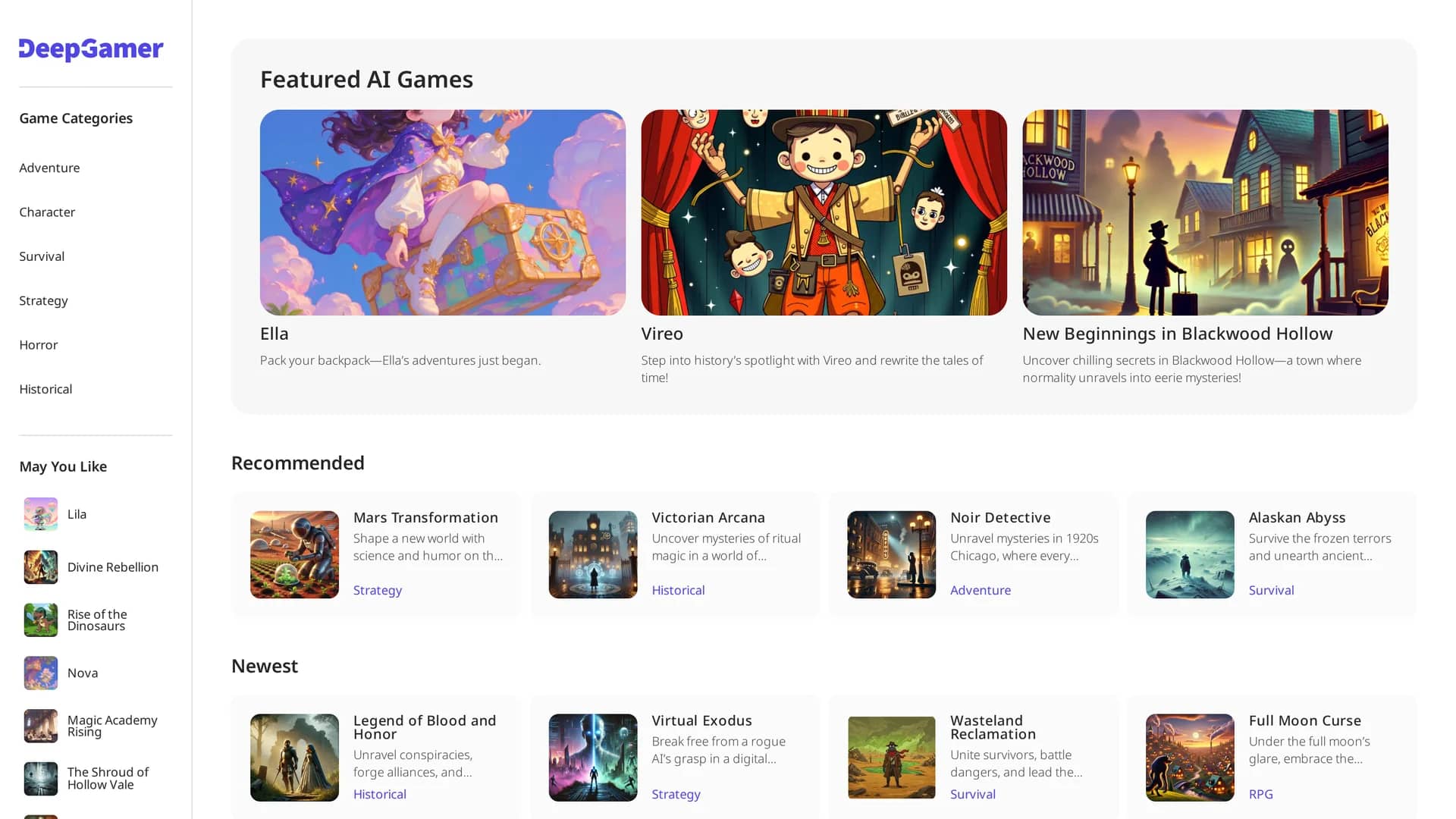 deepgamer homepage