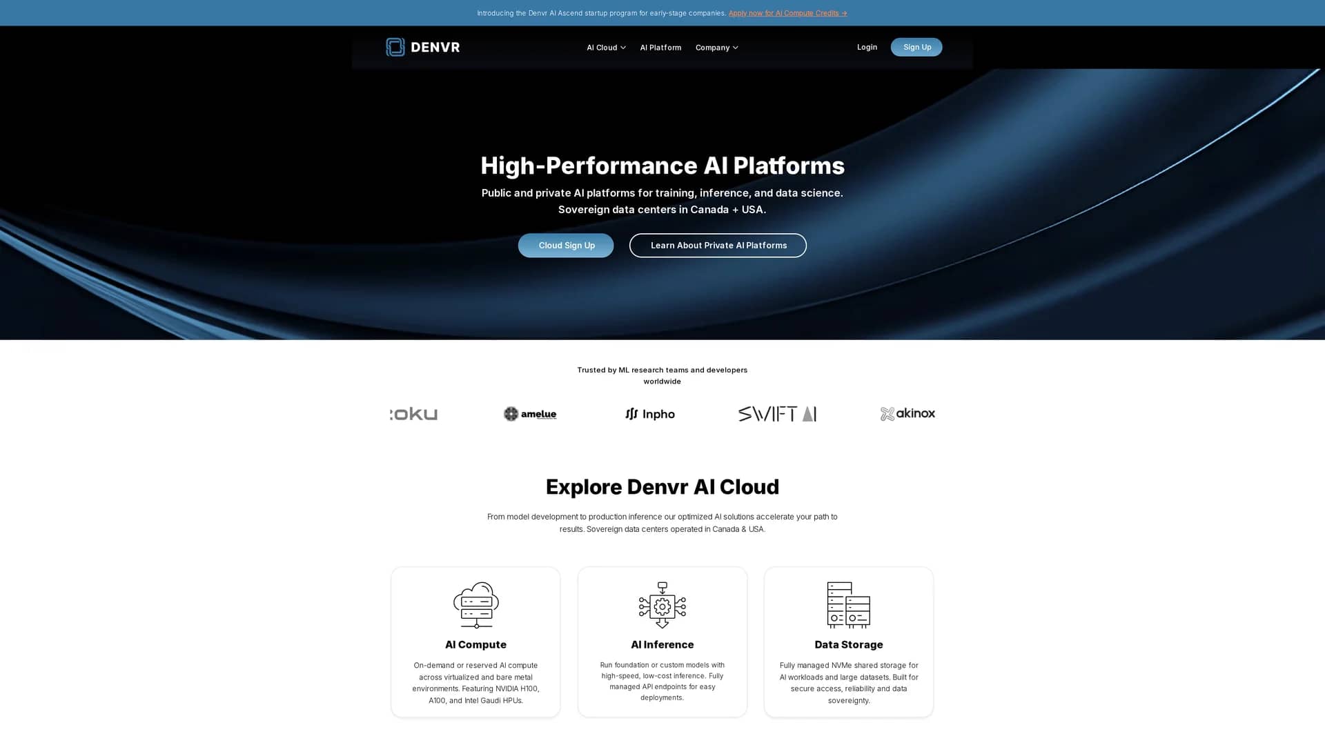 denvr-ai-cloud homepage