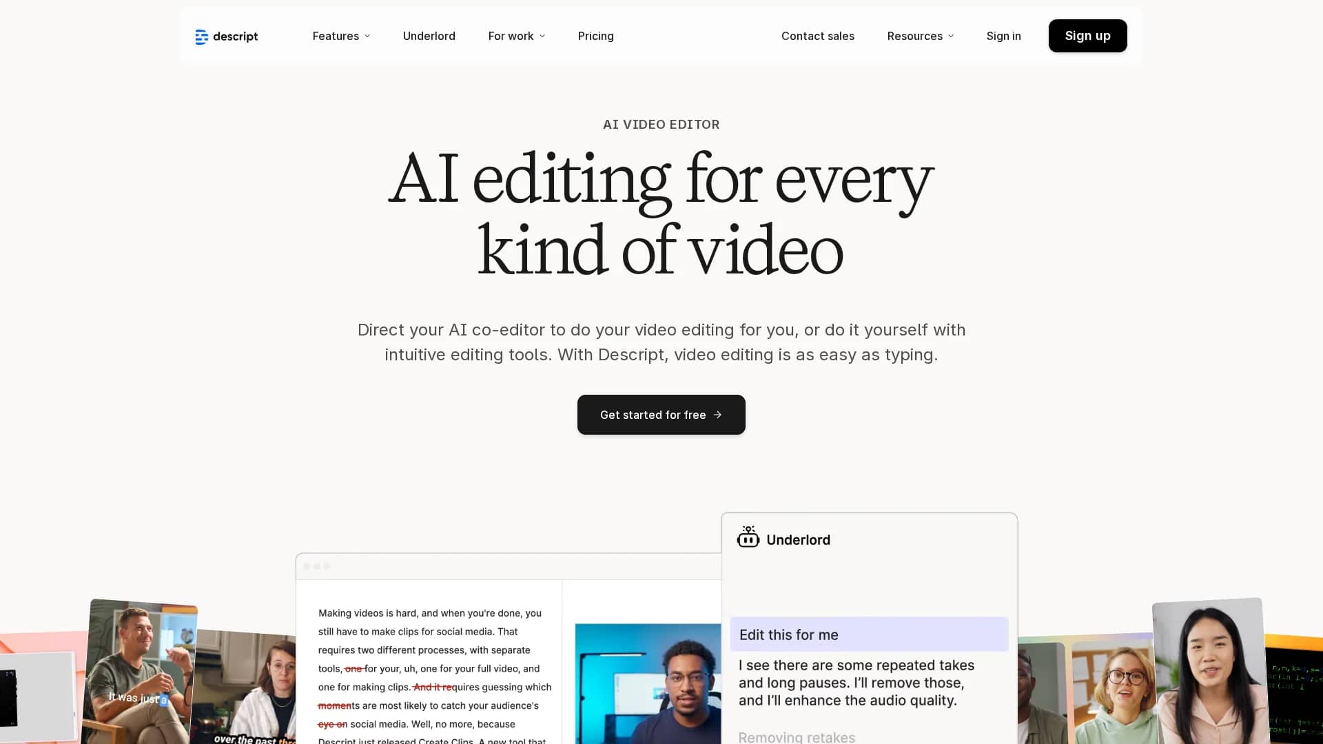 descript homepage
