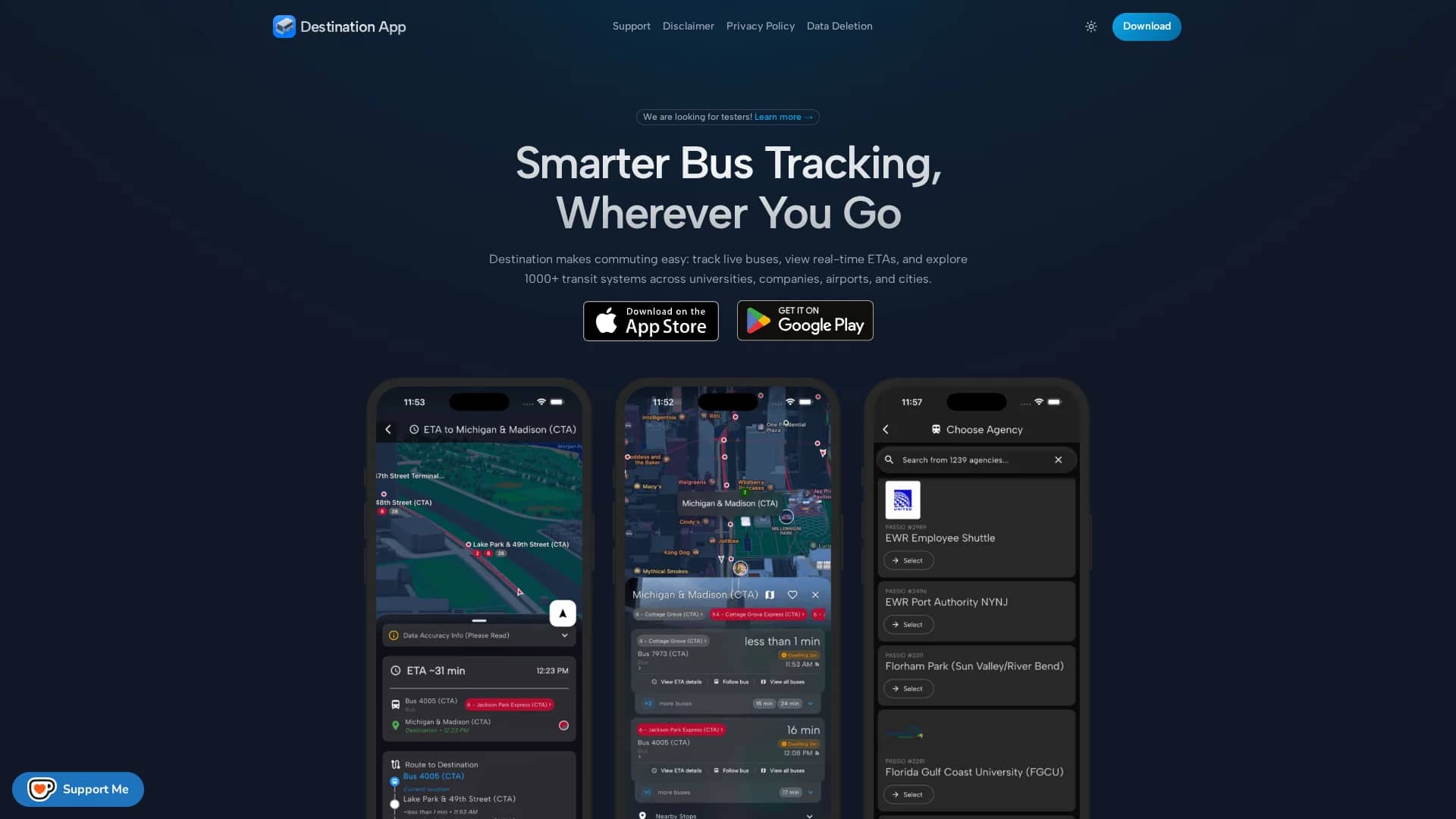 destination-app homepage