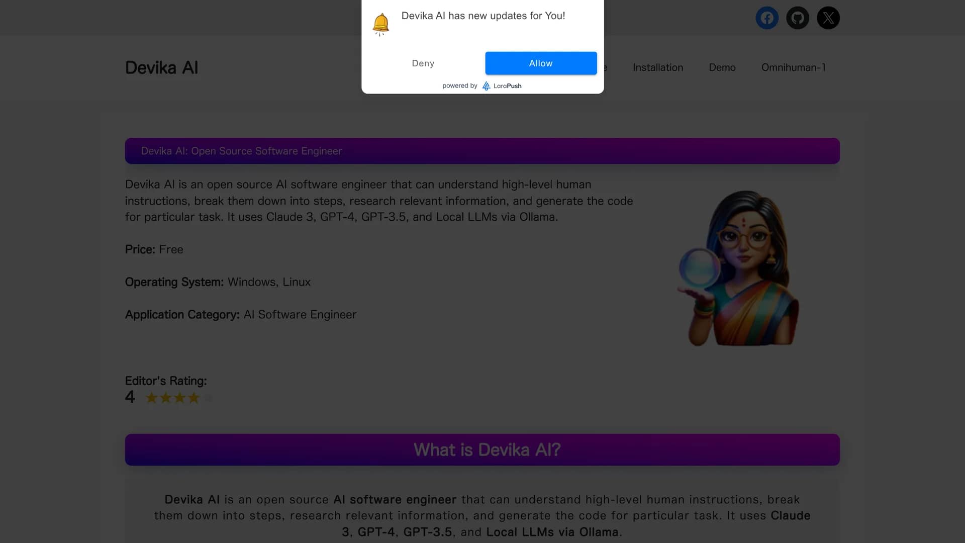devika-ai homepage