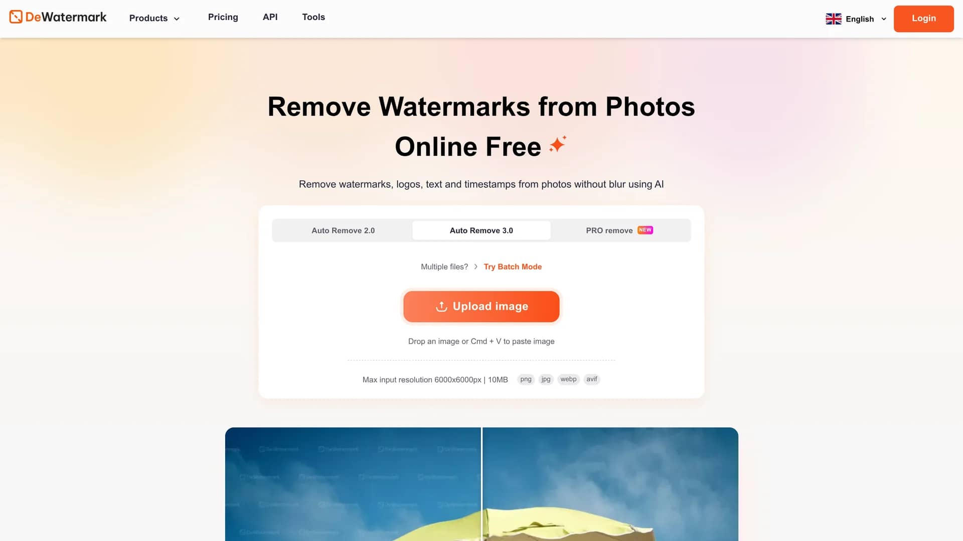 dewatermark-ai homepage
