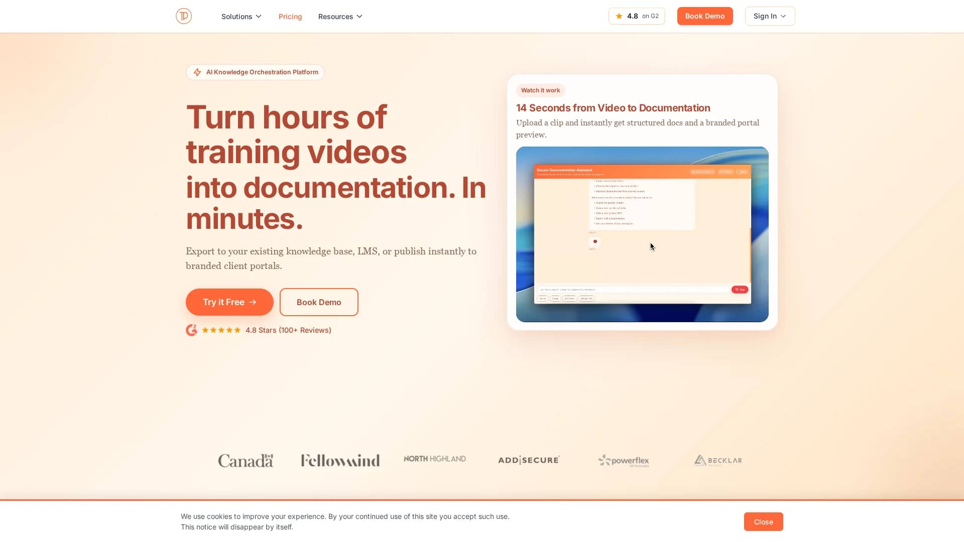 docsie-2-0 homepage