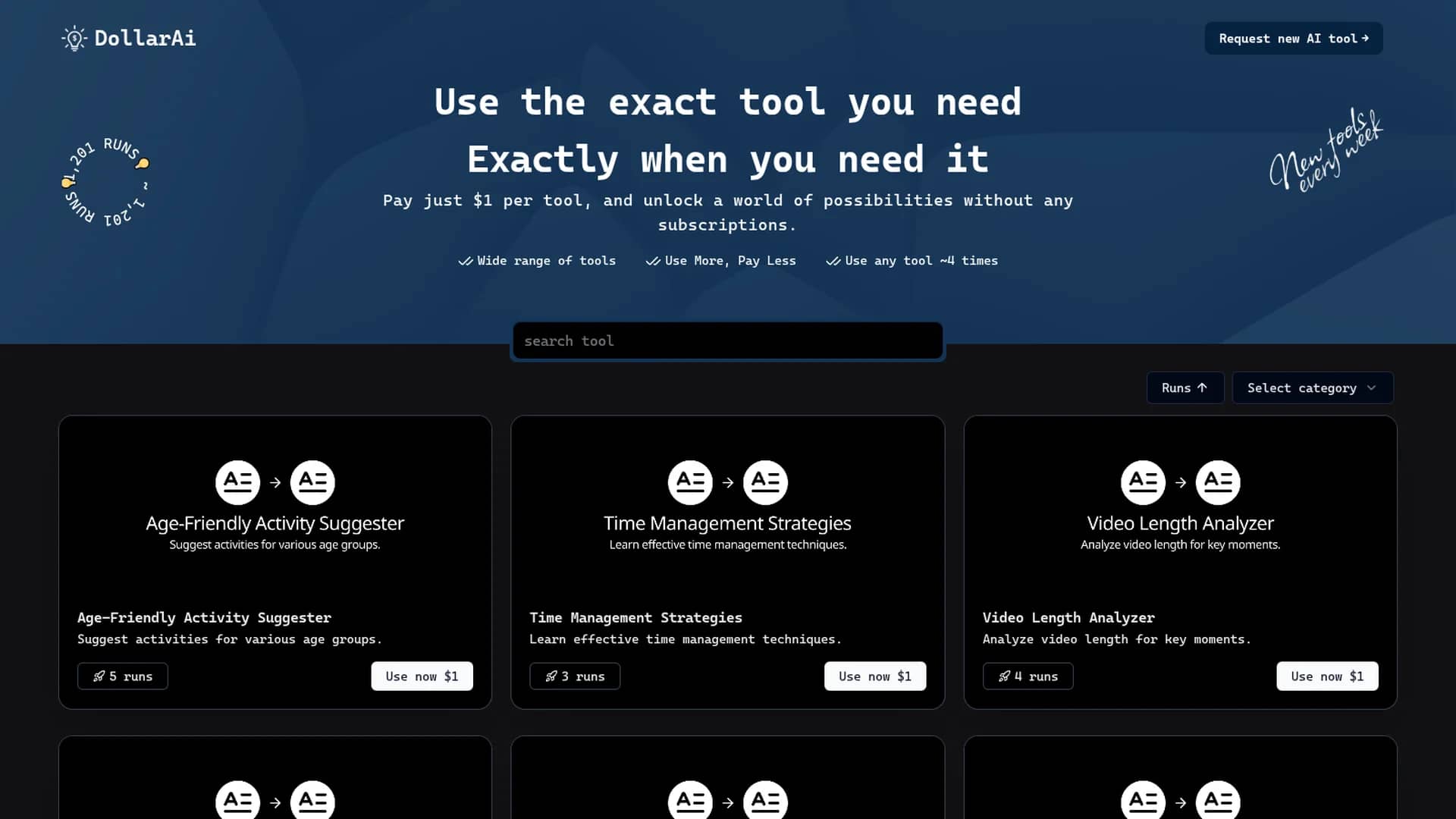dollarai-store homepage