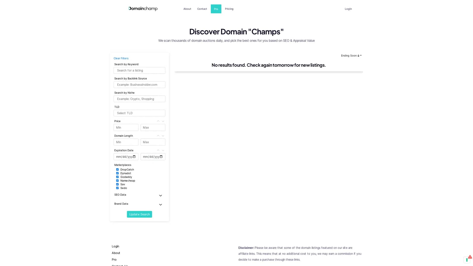 domainchamp-com homepage