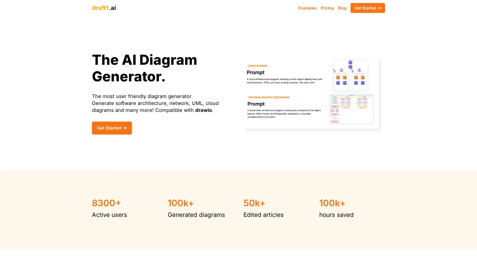 draft1-ai homepage