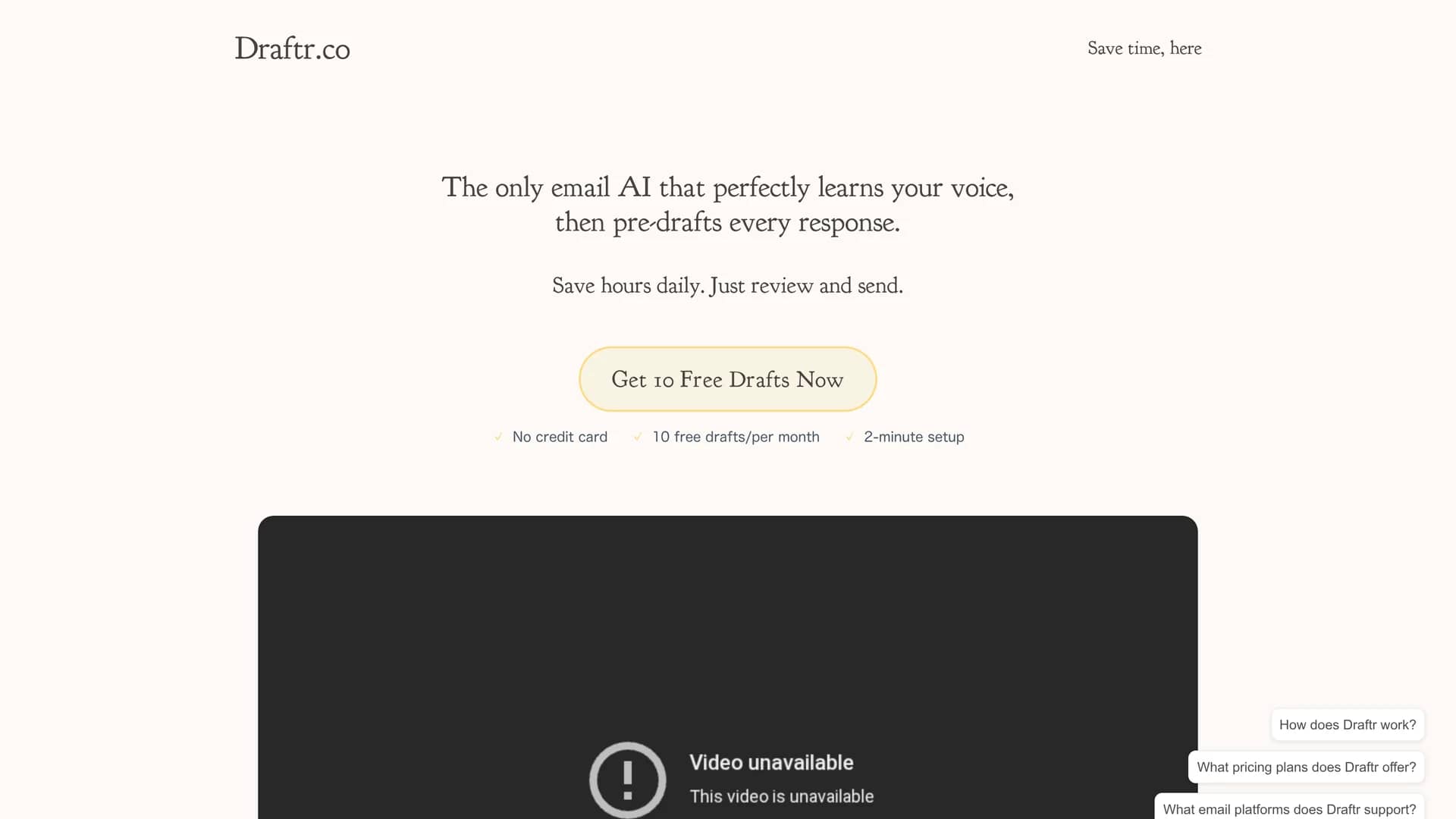 draftr homepage