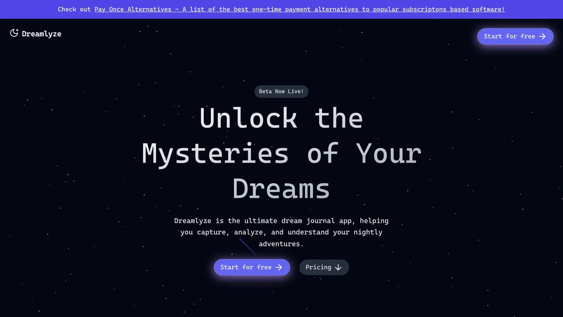 dreamlyze homepage