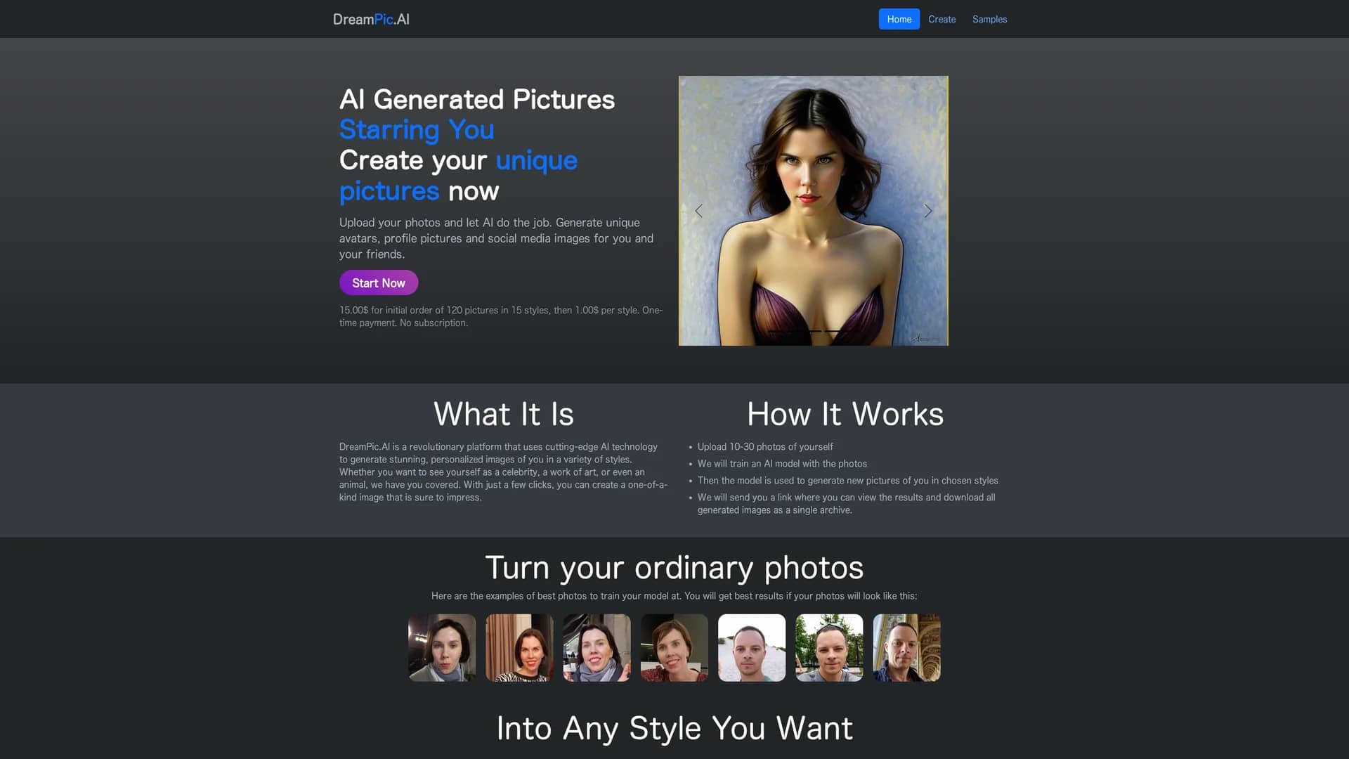 dreampic-ai homepage