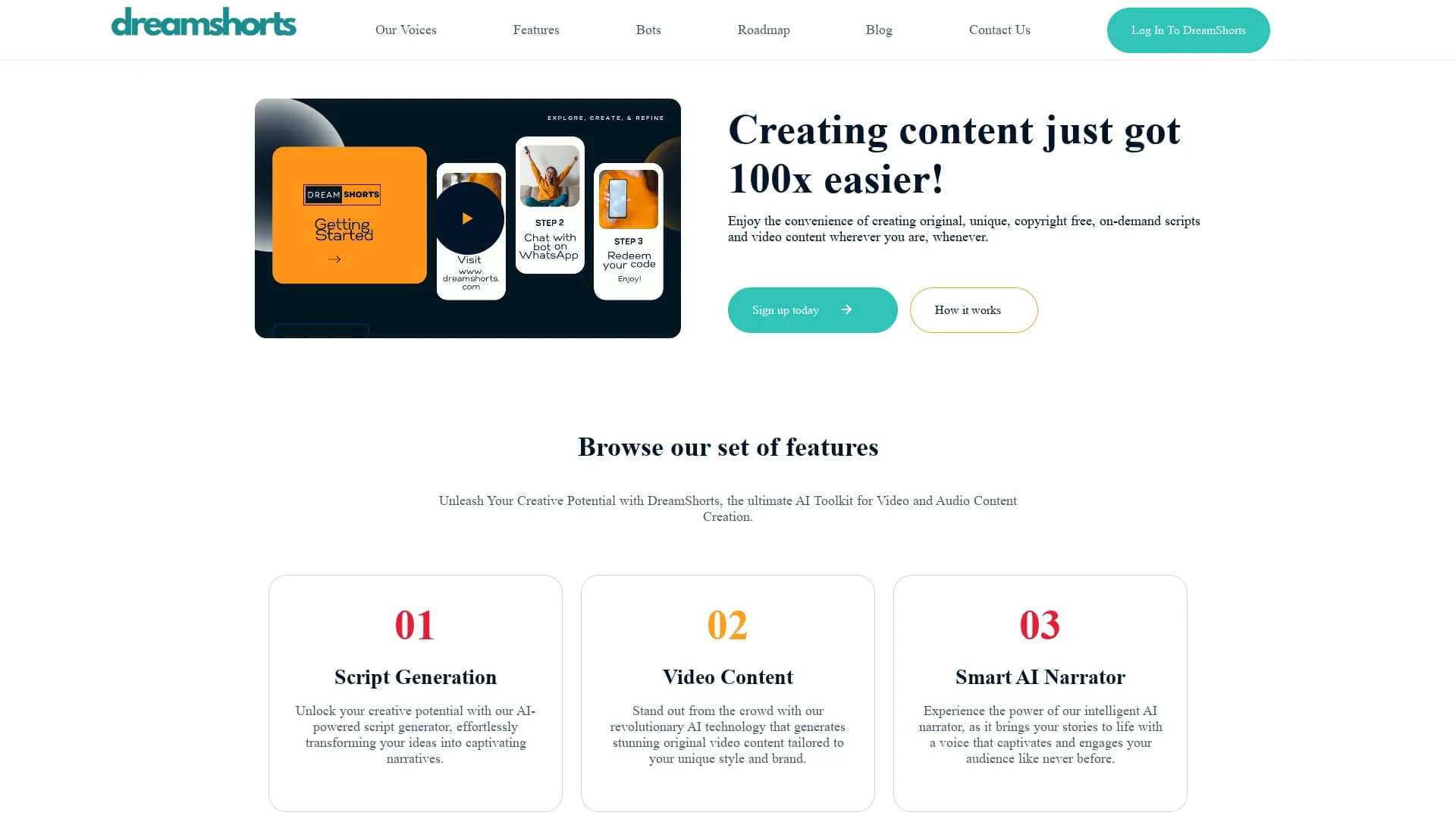 dreamshorts homepage