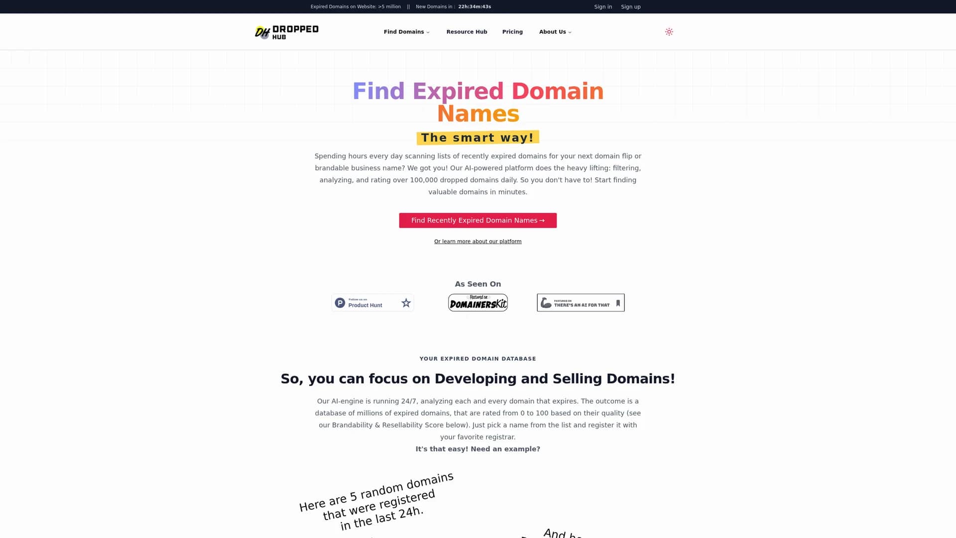dropped-hub homepage
