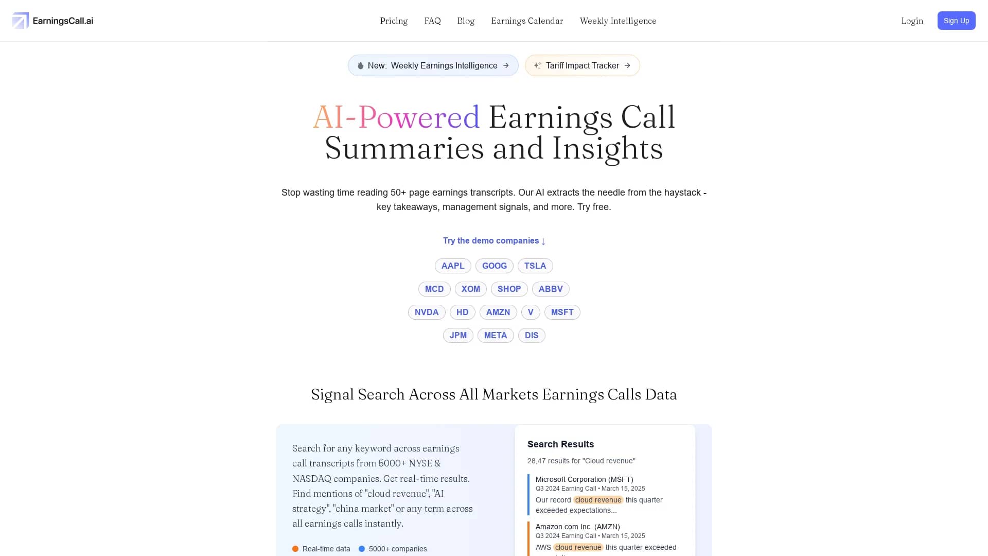 earningsdigest-ai homepage