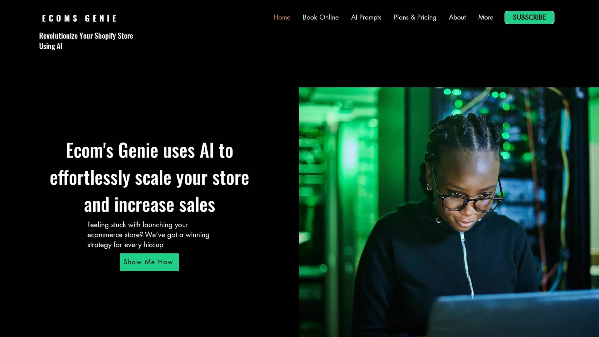ecoms-genie-ai homepage