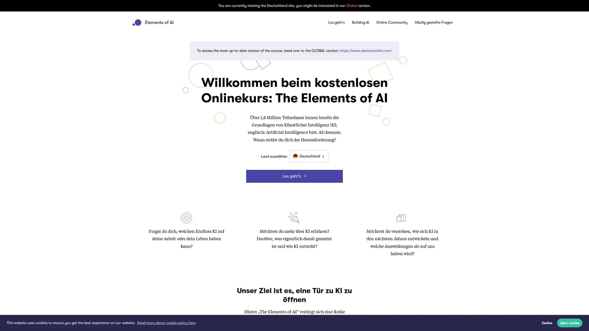 elementsofai-de homepage