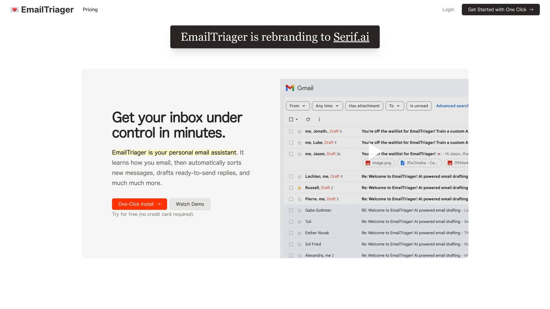 emailtriager homepage