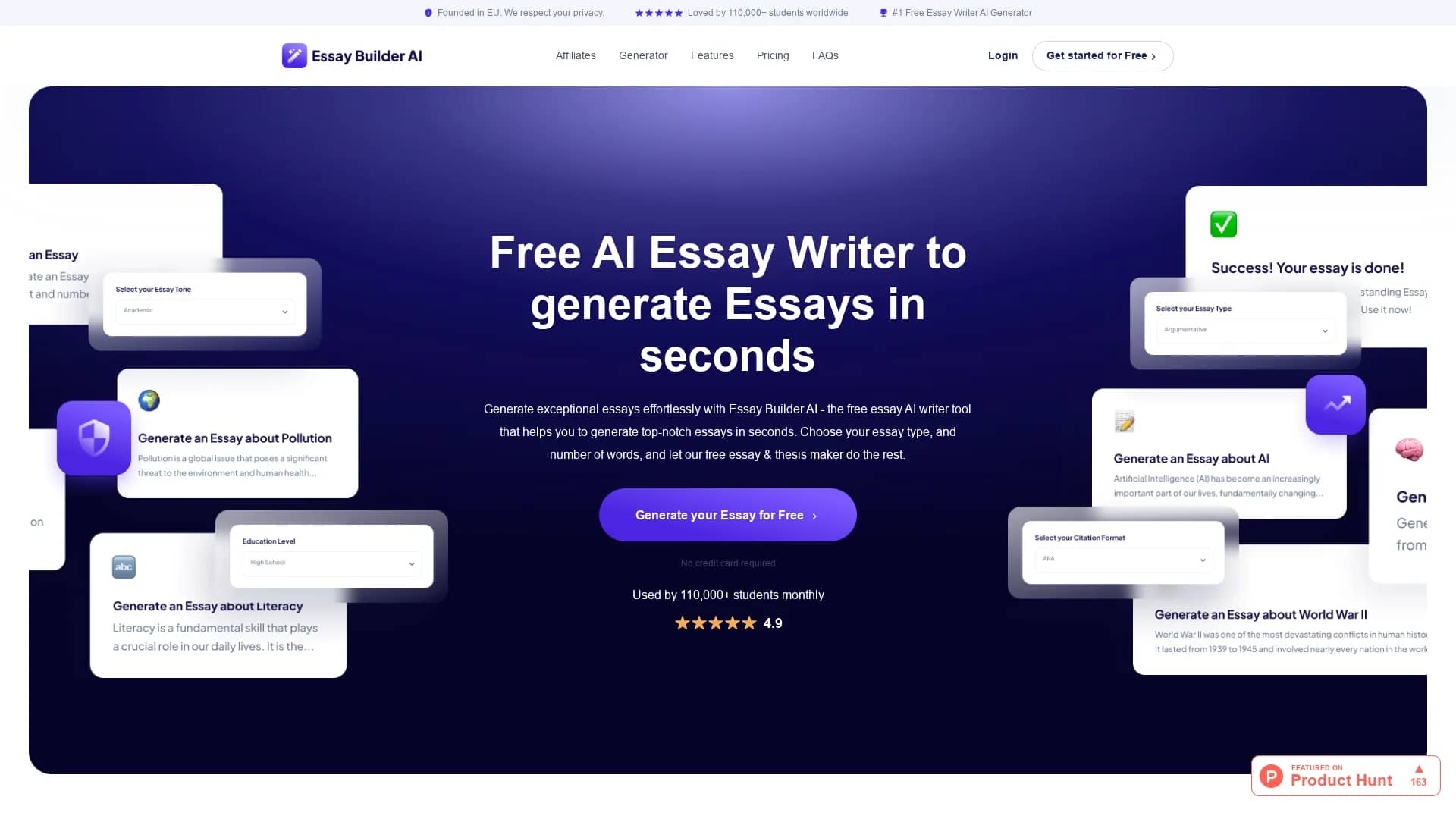 essay-builder-ai homepage