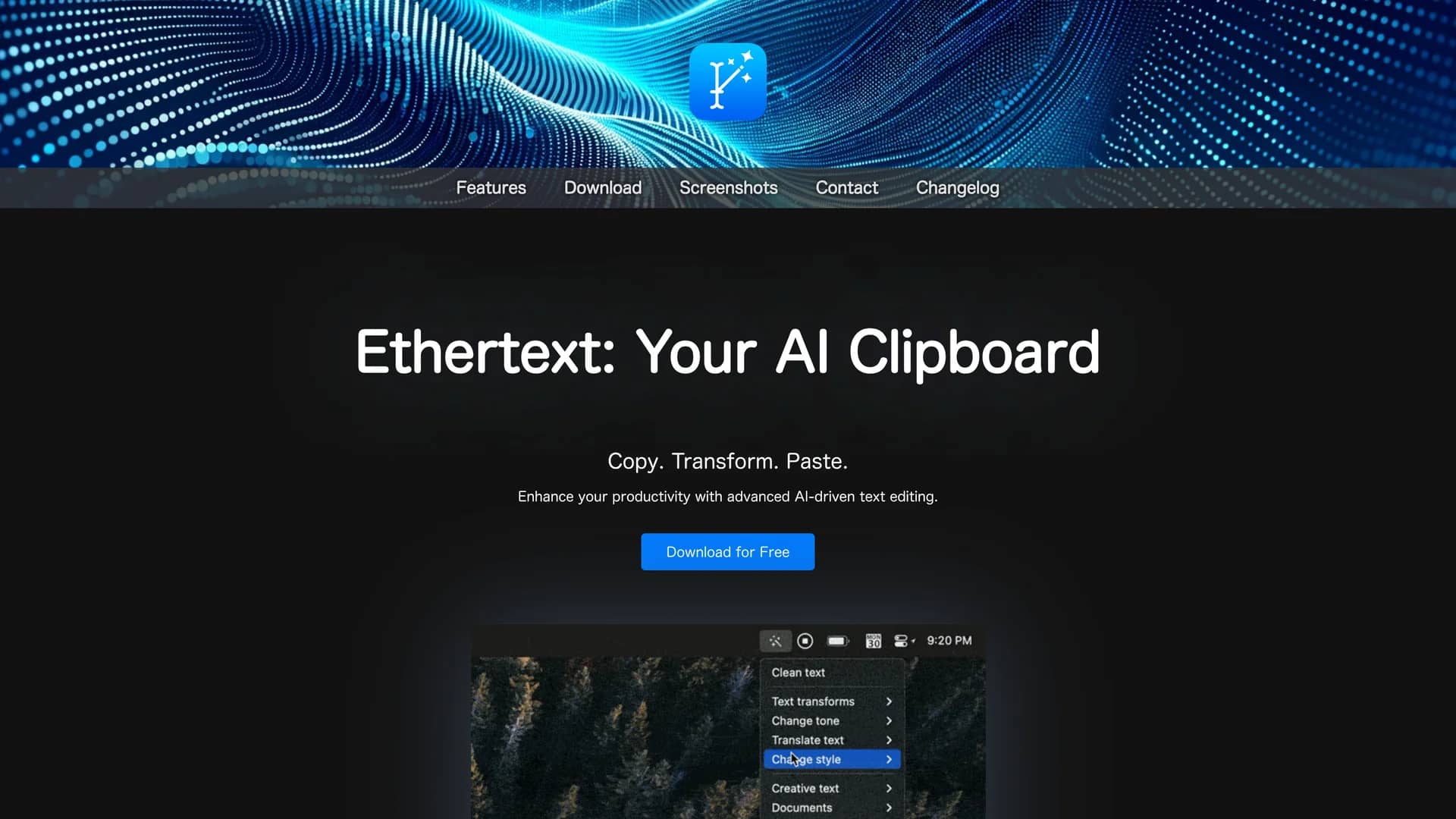 ethertext homepage