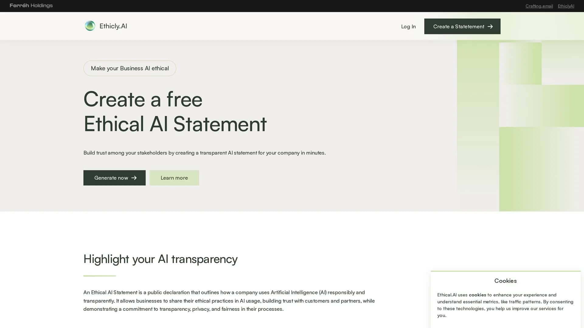 ethicly-ai homepage