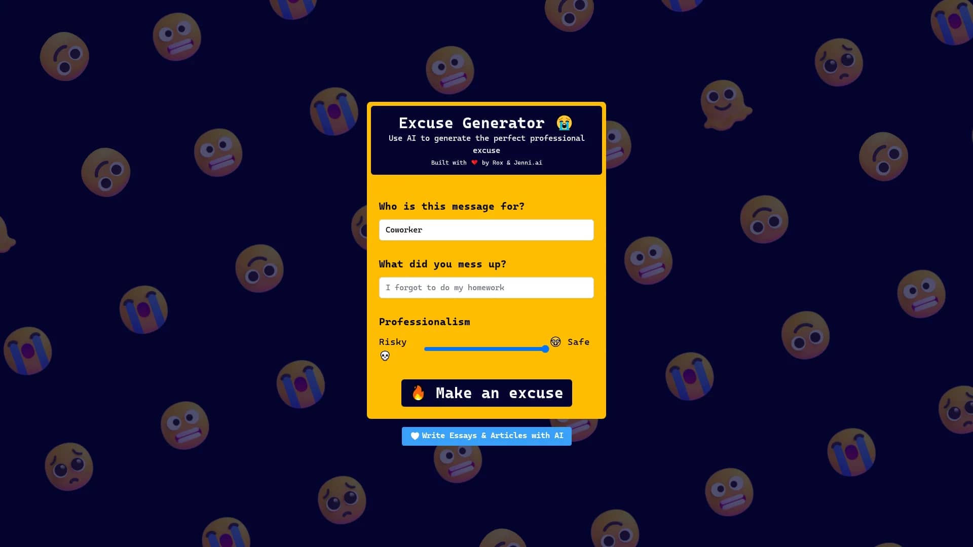 excuse-generator homepage