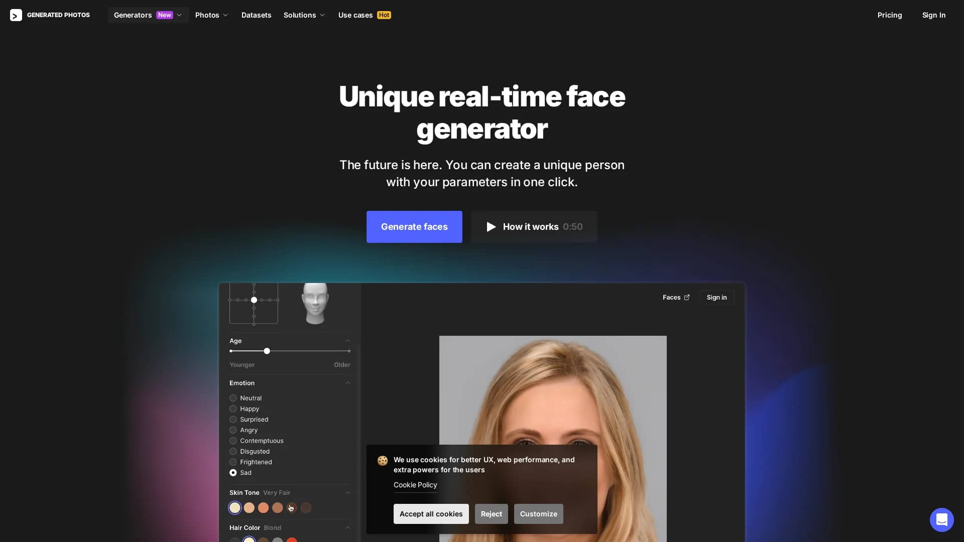 face-generator homepage