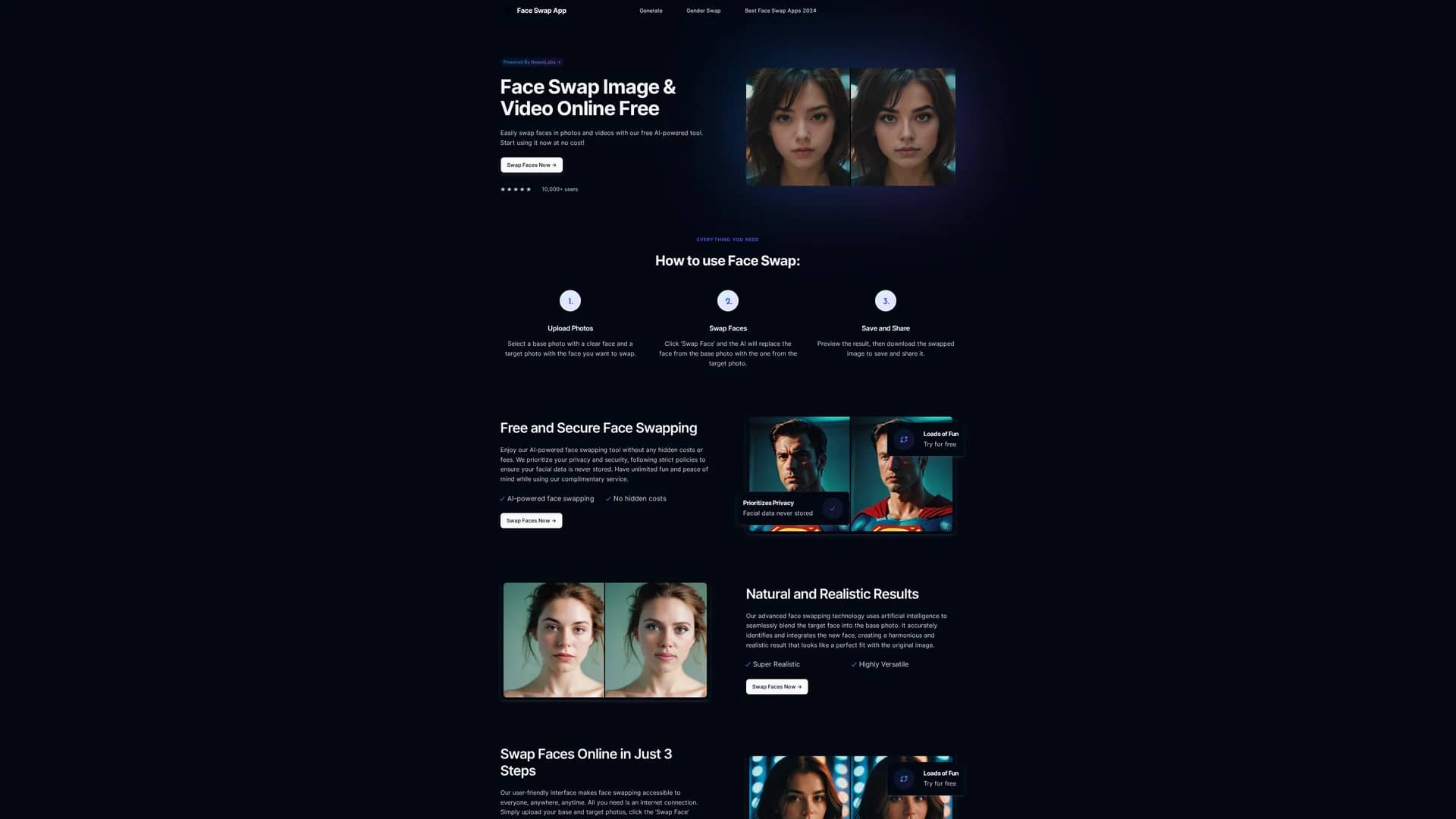 face-swap-app homepage