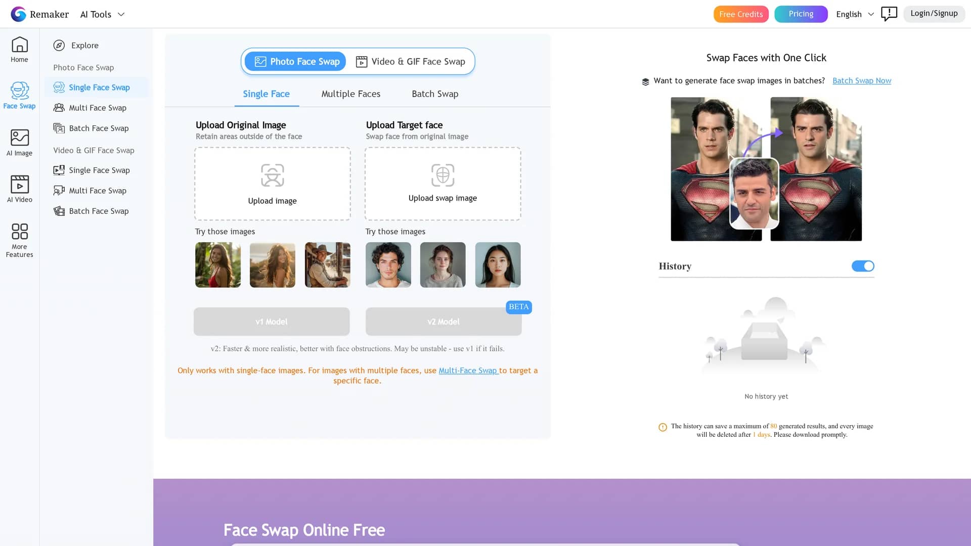 face-swap-by-remaker homepage