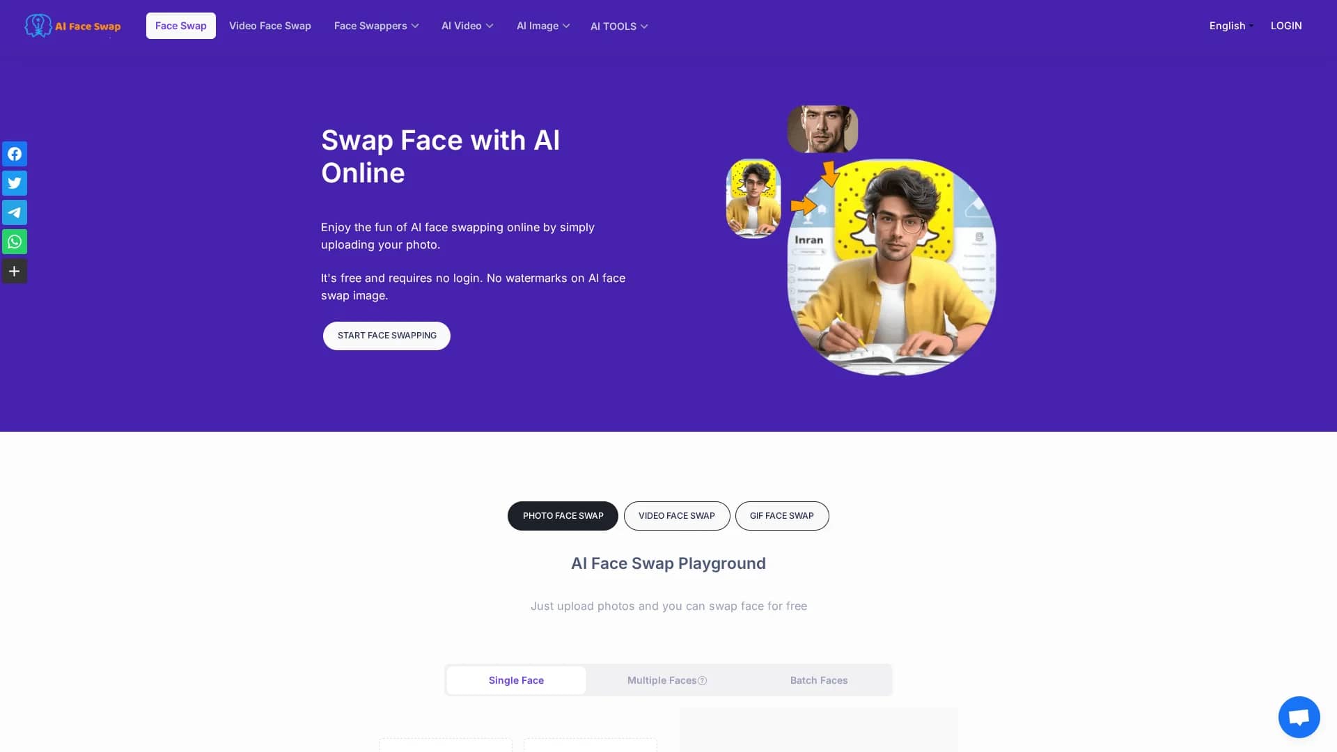 face-swap-io homepage