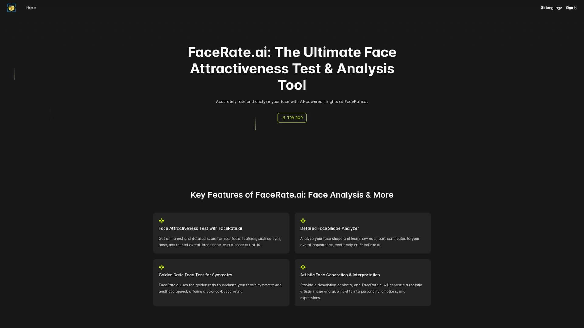 facerate-ai homepage