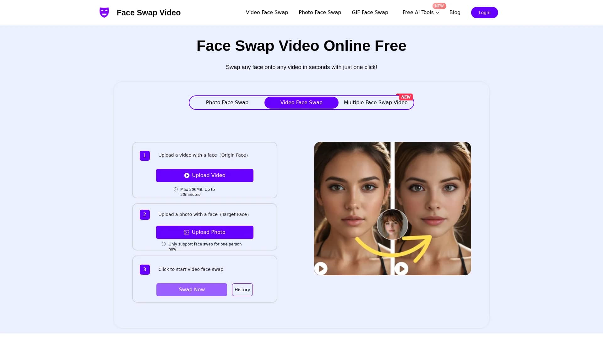 faceswapvideo homepage