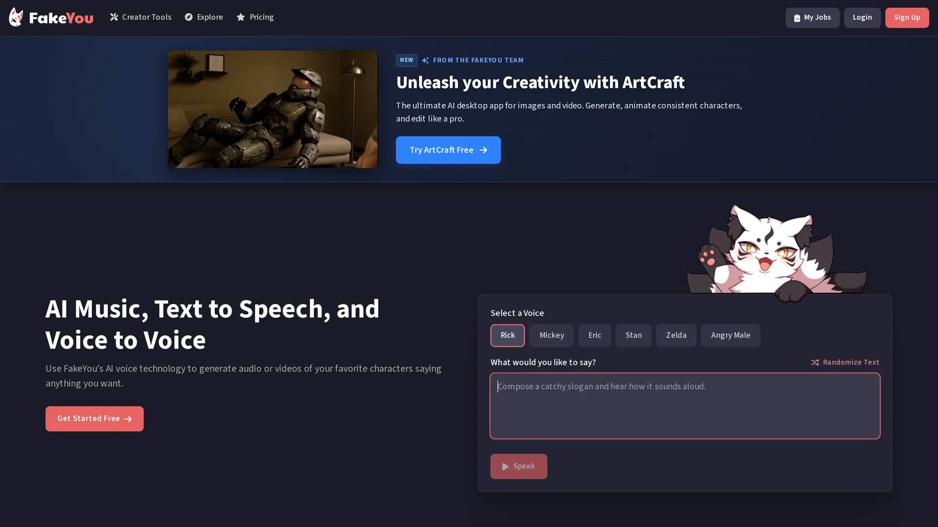 fakeyou homepage