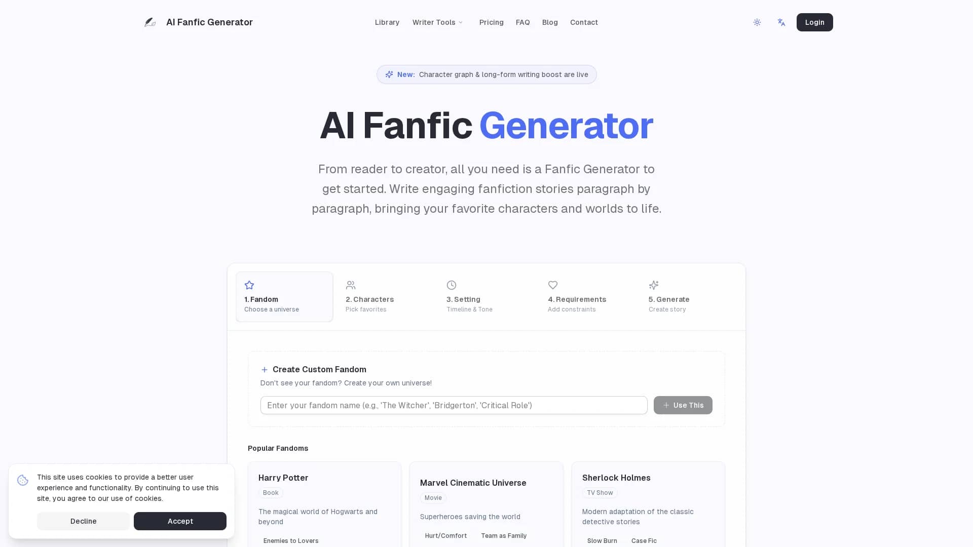 fanfic-generator homepage