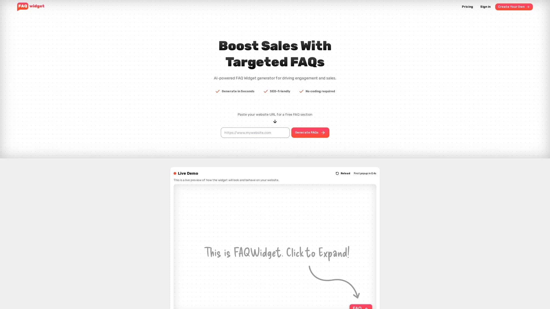 faqwidget homepage
