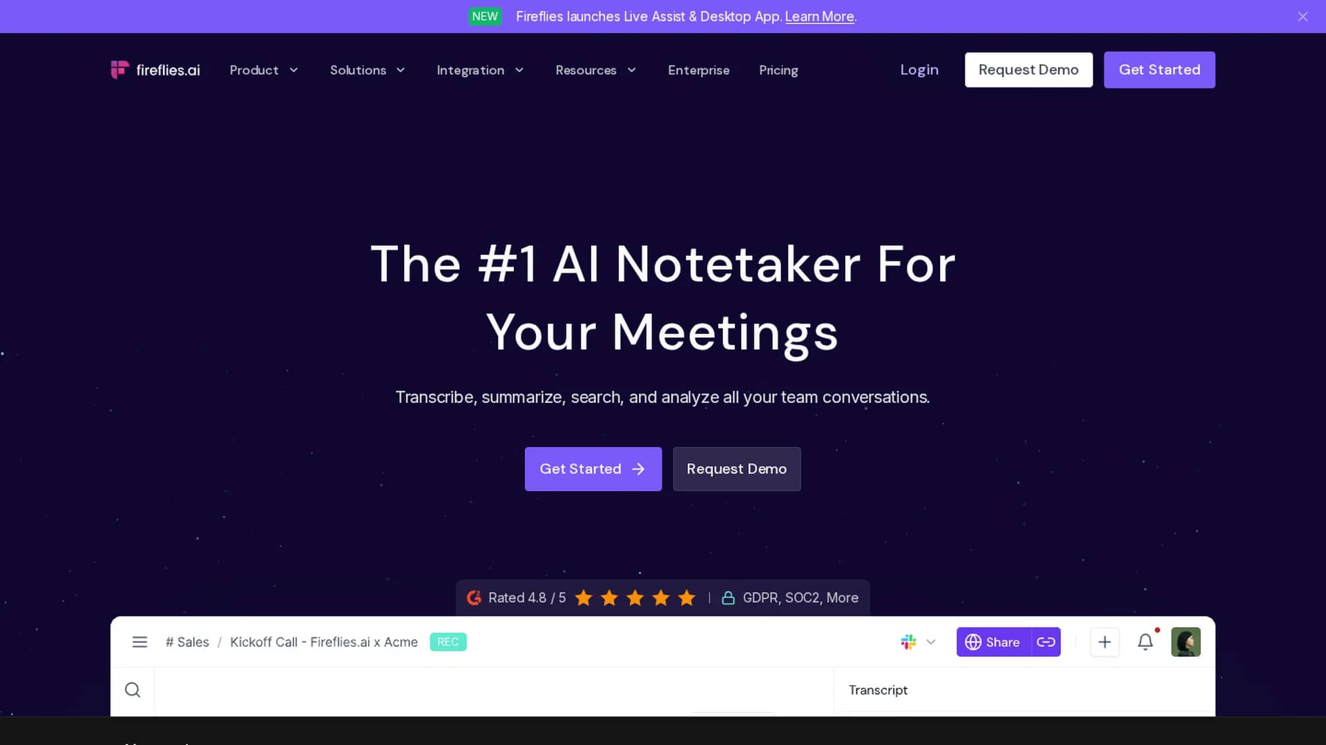 fireflies-ai homepage