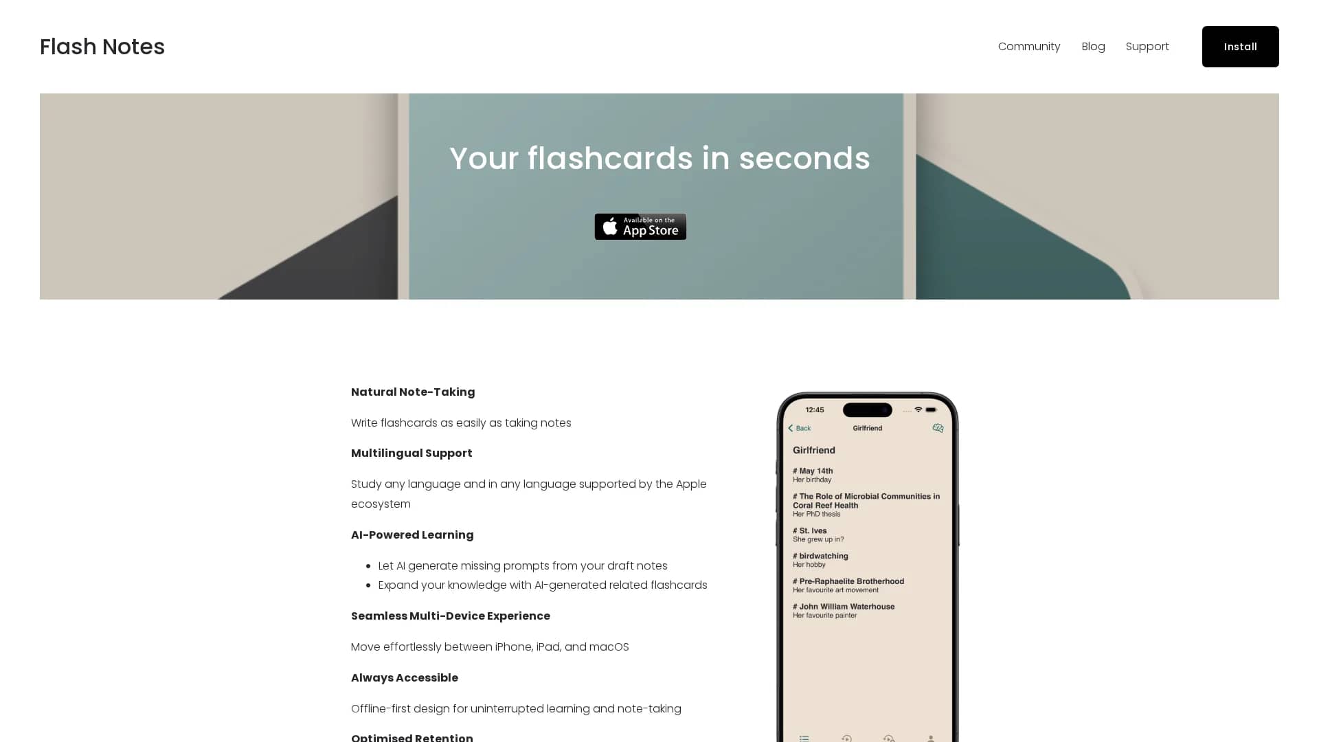 flash-notes homepage