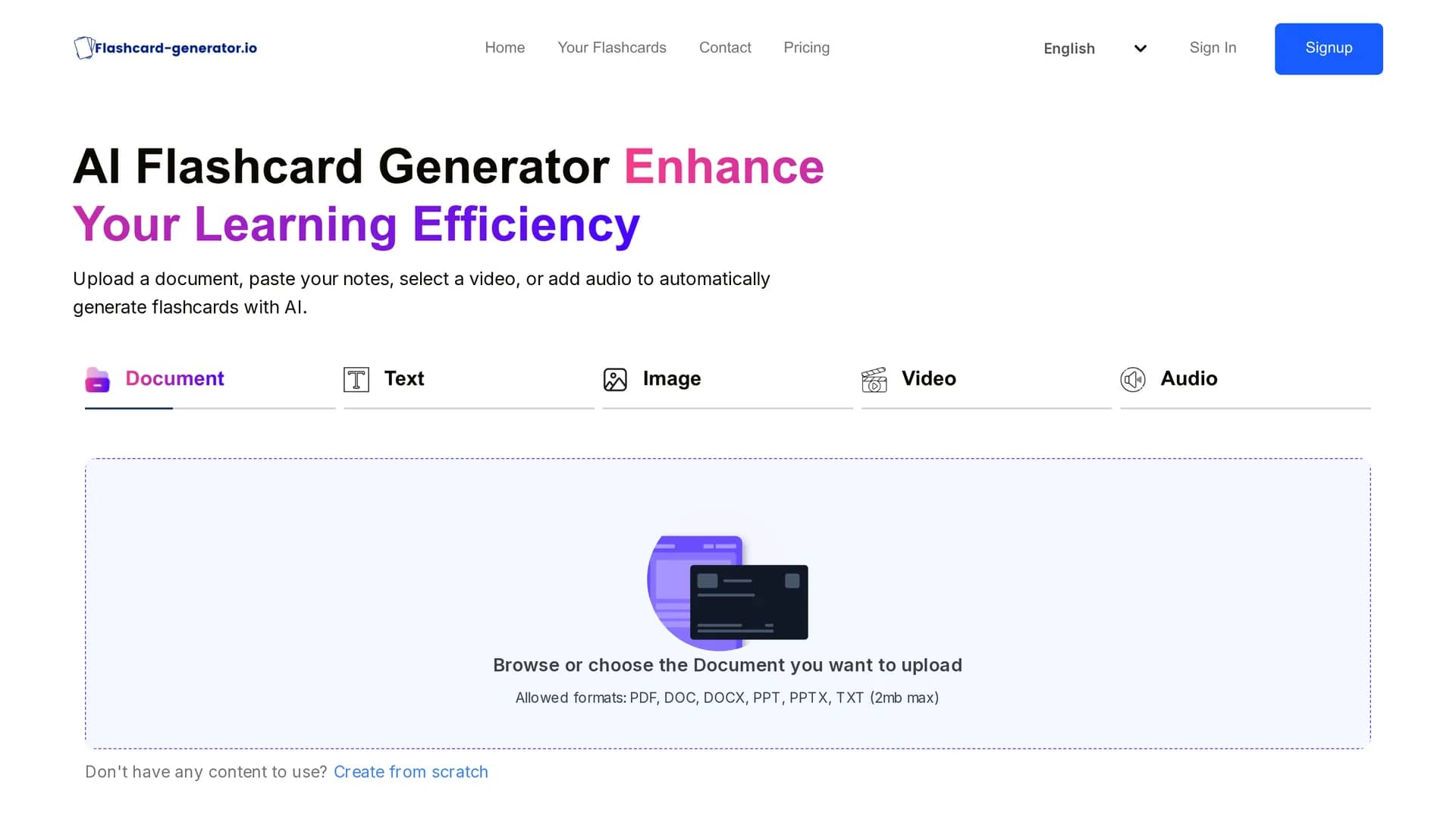 flashcard-generator homepage