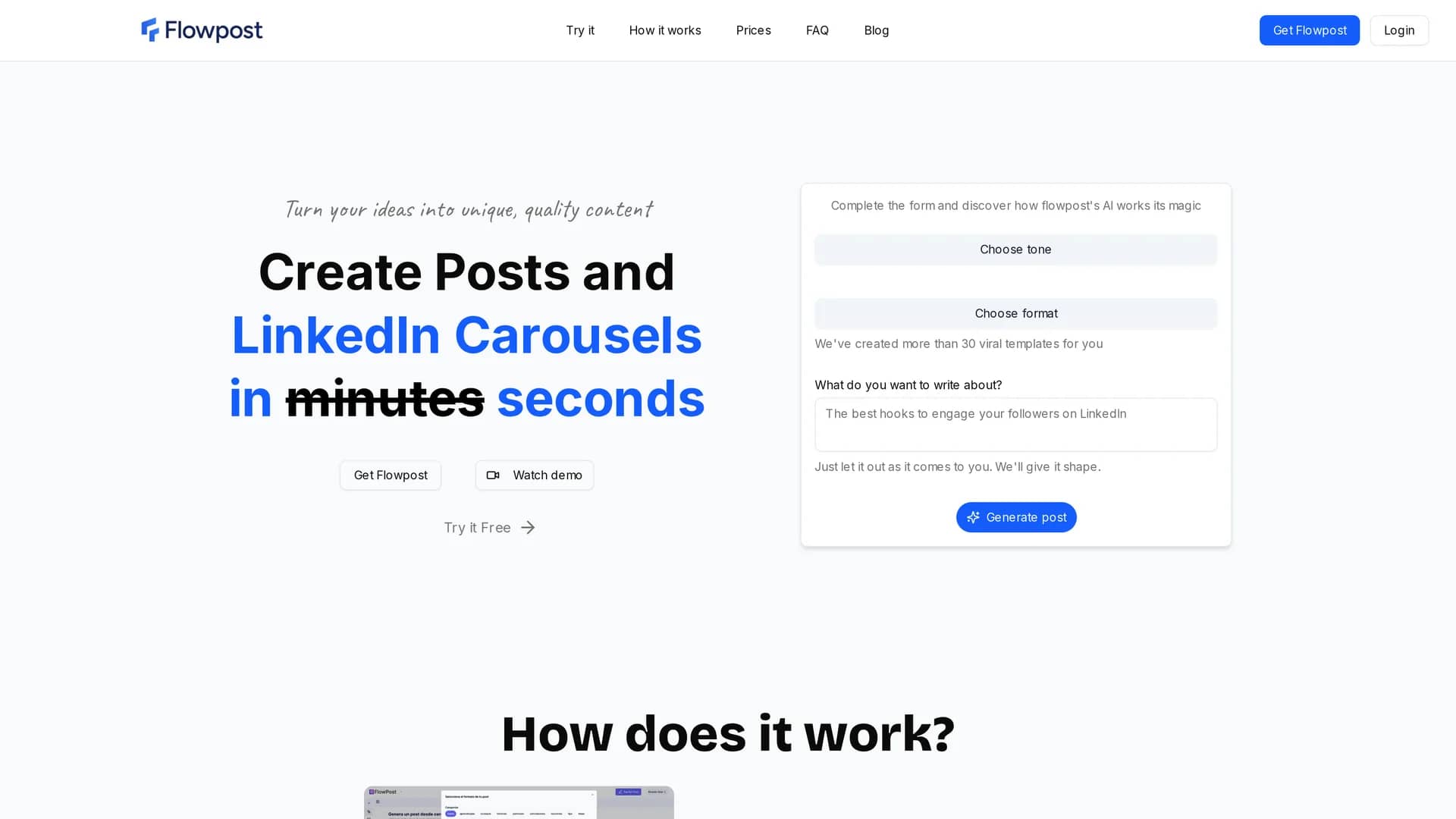 flowpost-io homepage